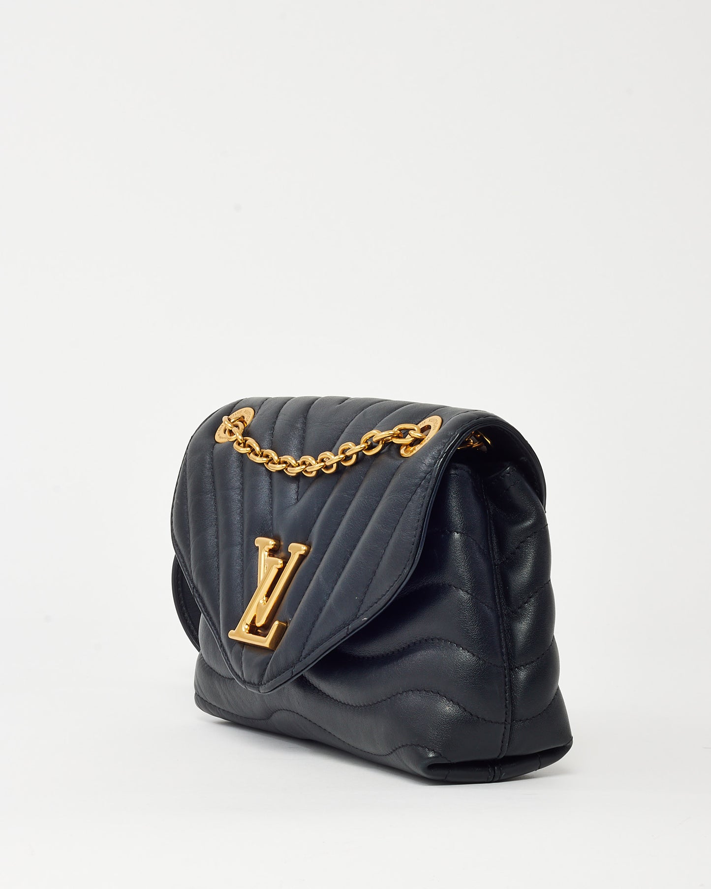 Louis Vuitton Black Calfskin Leather New Wave Chain MM Shoulder Bag GHW