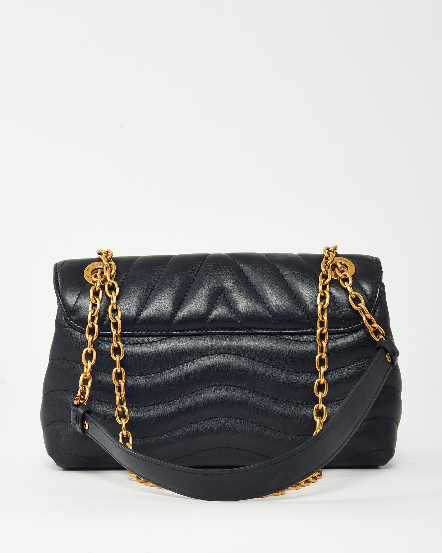 Louis Vuitton Black Calfskin Leather New Wave Chain MM Shoulder Bag GHW