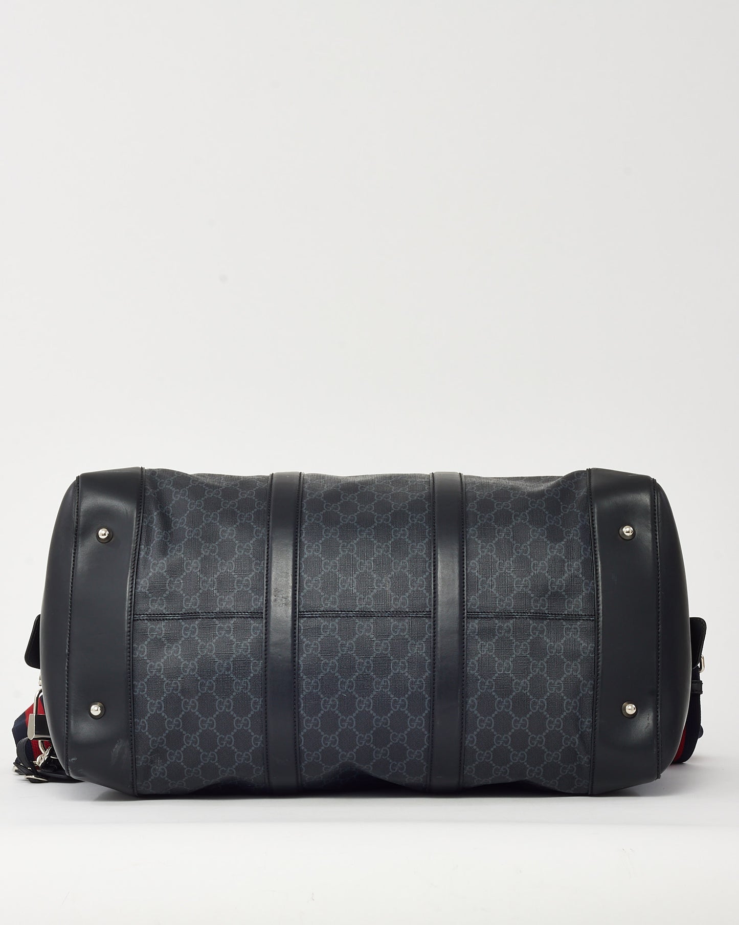 Sac à dos Gucci en cuir de veau souple noir et toile monogrammée GG Supreme Web à double boucle