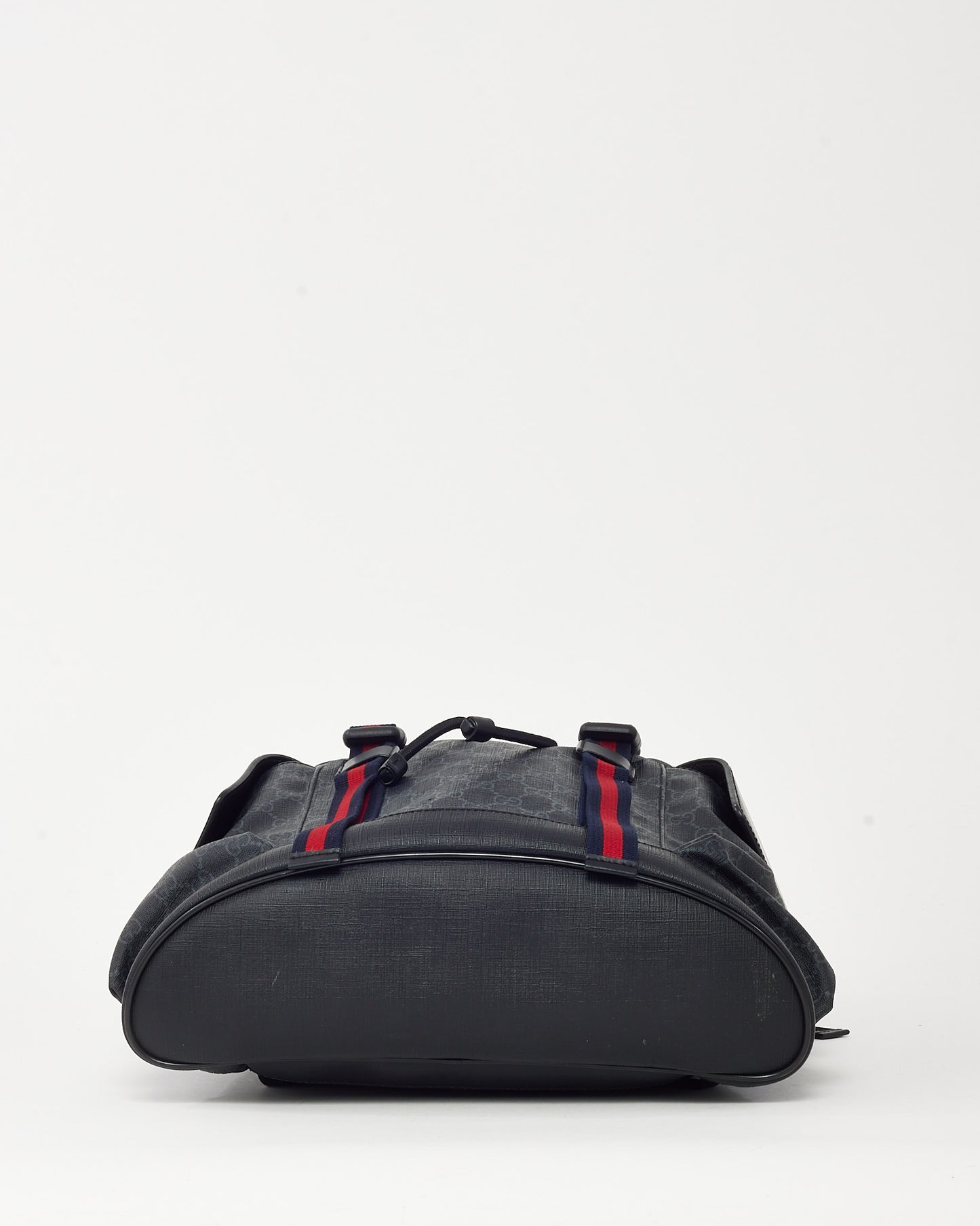 Sac à dos Gucci en cuir de veau souple noir et toile monogrammée GG Supreme Web à double boucle