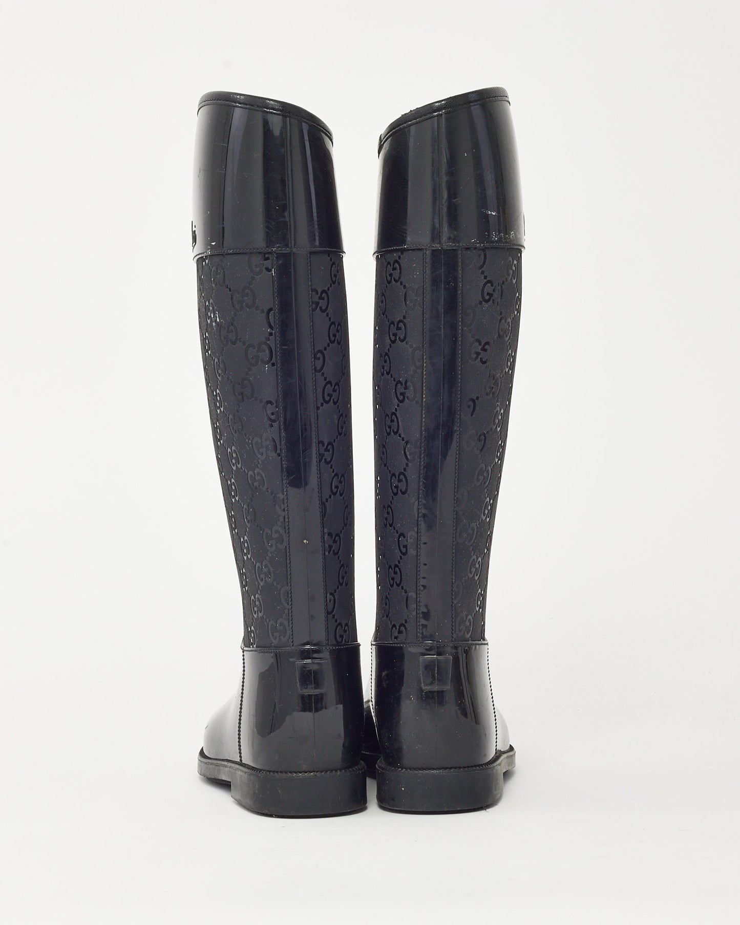Bottes de pluie Louis Vuitton noires en PVC monogrammé, caoutchouc et boutons dorés - 41