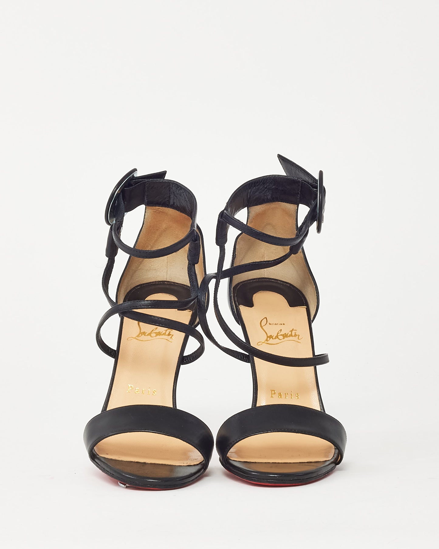 Escarpins Christian Louboutin Collaclou 100mm en PVC et cuir doré clouté - 35.5