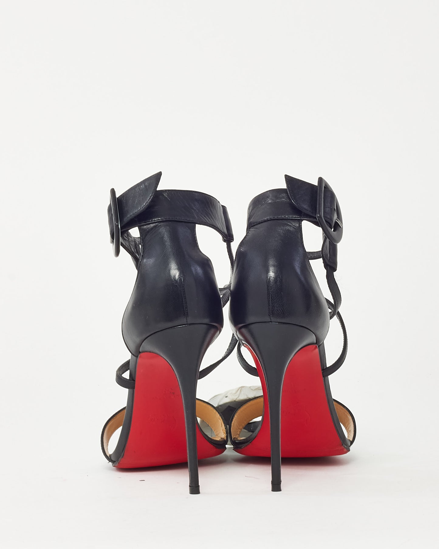 Escarpins Christian Louboutin Collaclou 100mm en PVC et cuir doré clouté - 35.5