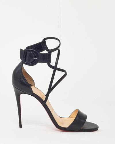 Christian Louboutin Black Nappa Leather Choca 100mm Sandals - 39