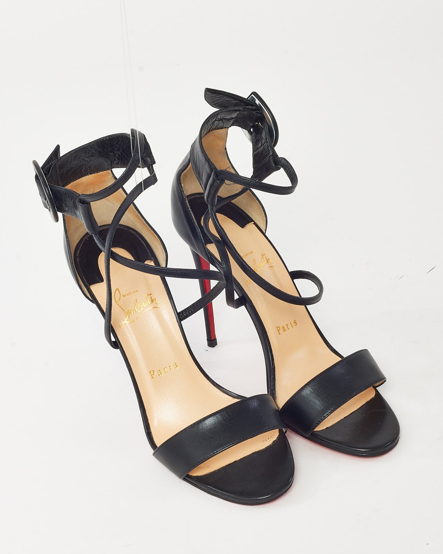 Escarpins Christian Louboutin Collaclou 100mm en PVC et cuir doré clouté - 35.5