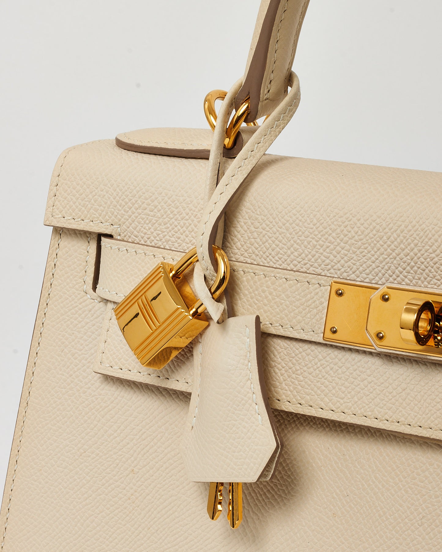 Hermès White Craie Epsom Leather Kelly II Sellier 28 GHW