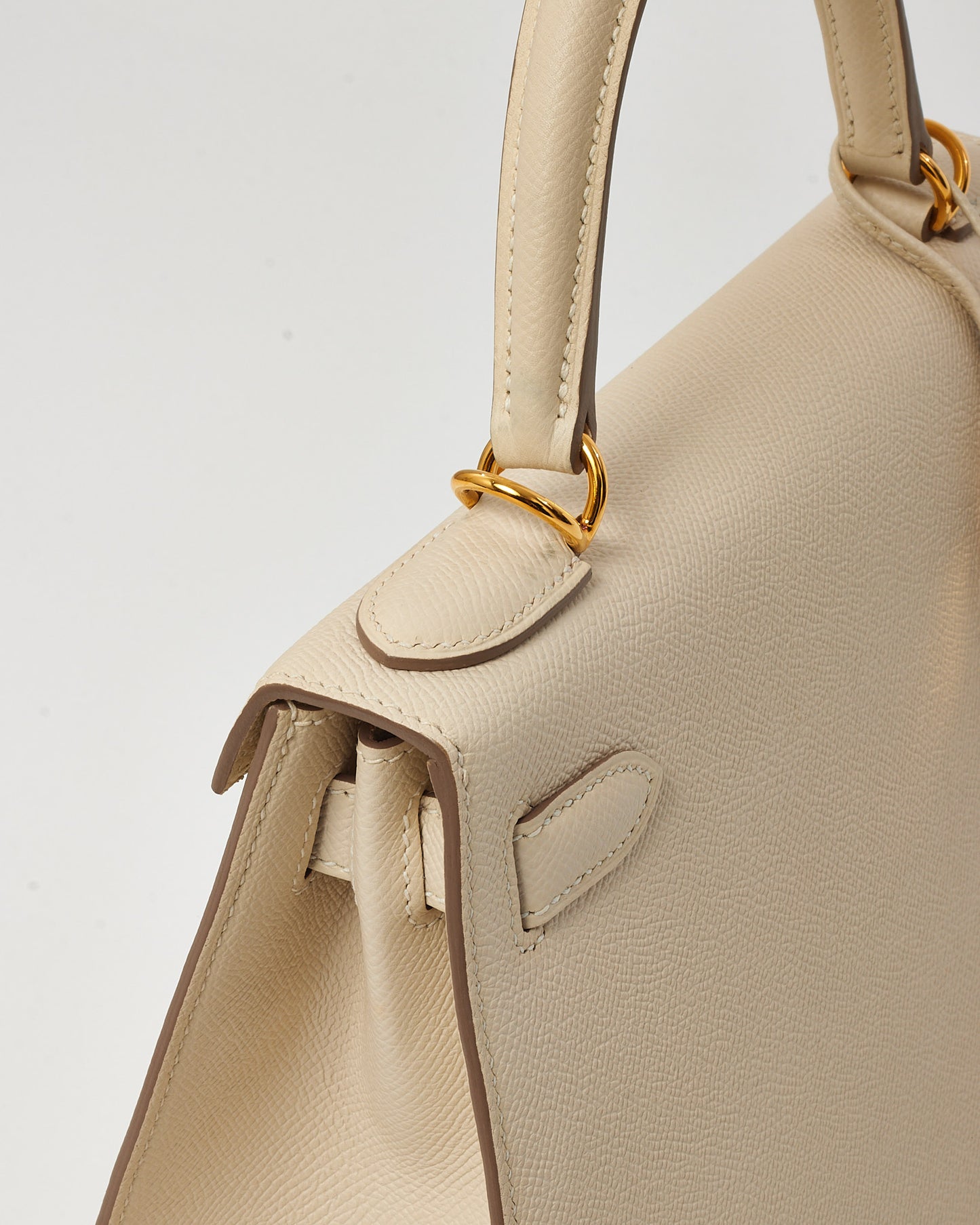 Hermès White Craie Epsom Leather Kelly II Sellier 28 GHW