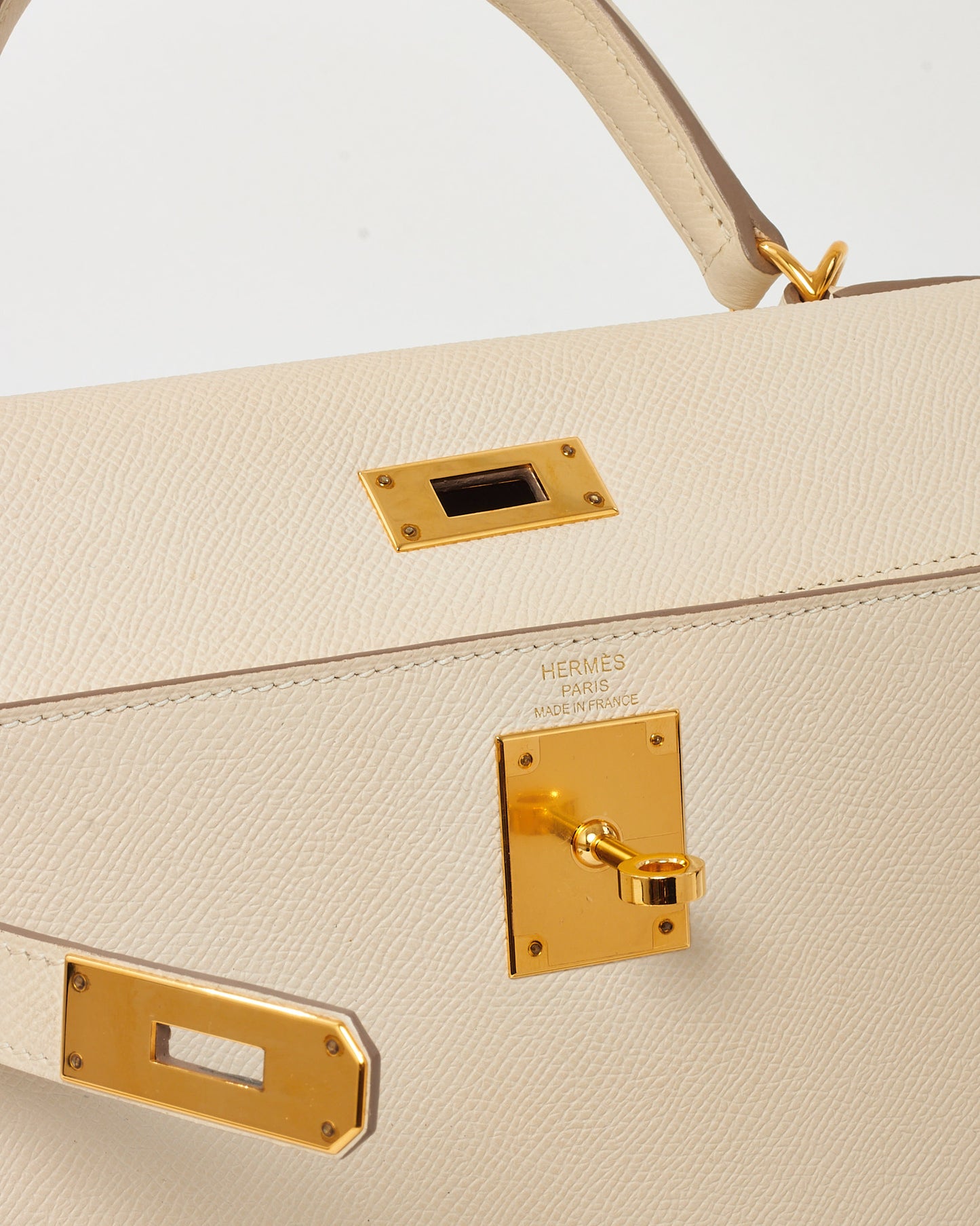 Hermès White Craie Epsom Leather Kelly II Sellier 28 GHW