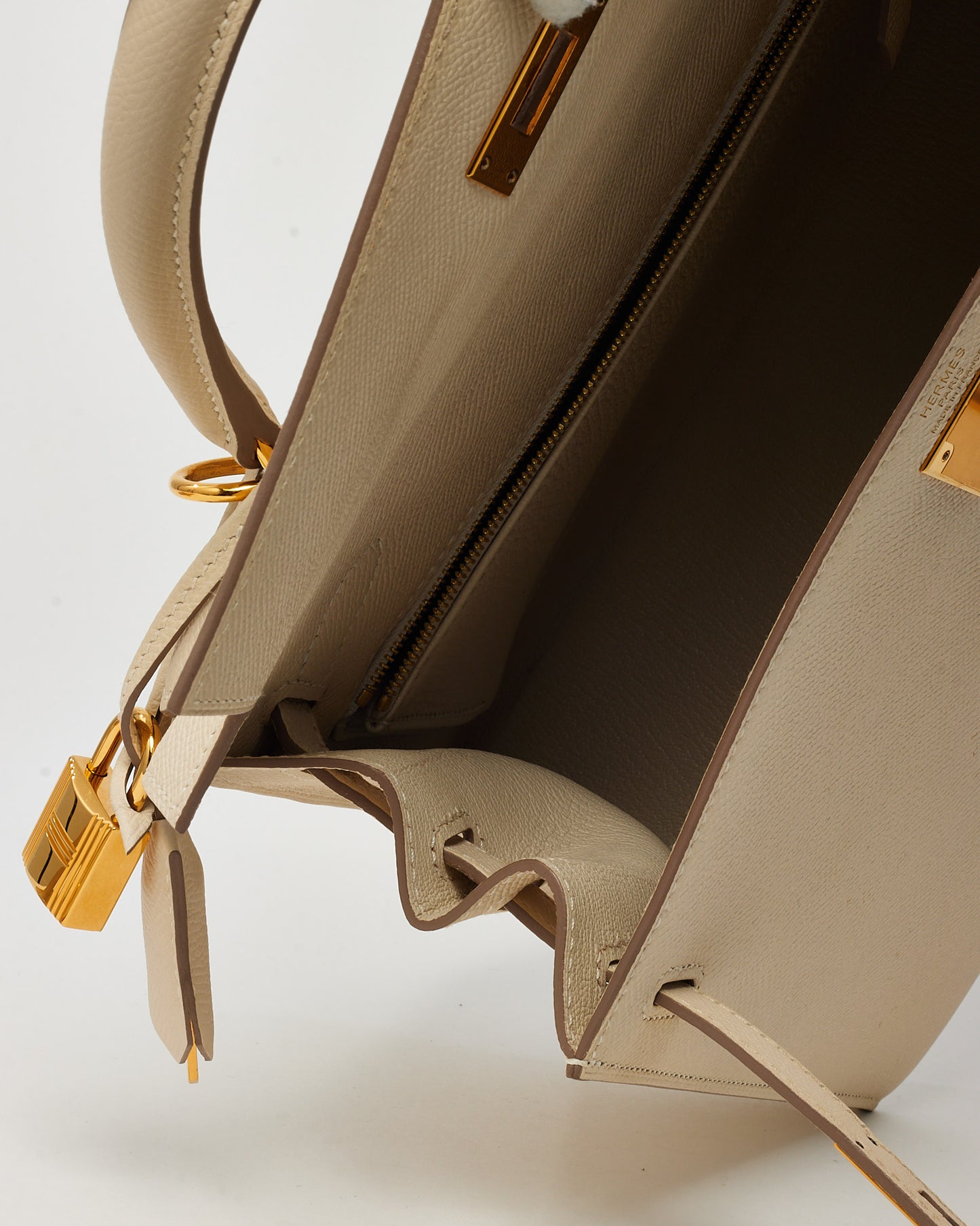 Hermès White Craie Epsom Leather Kelly II Sellier 28 GHW