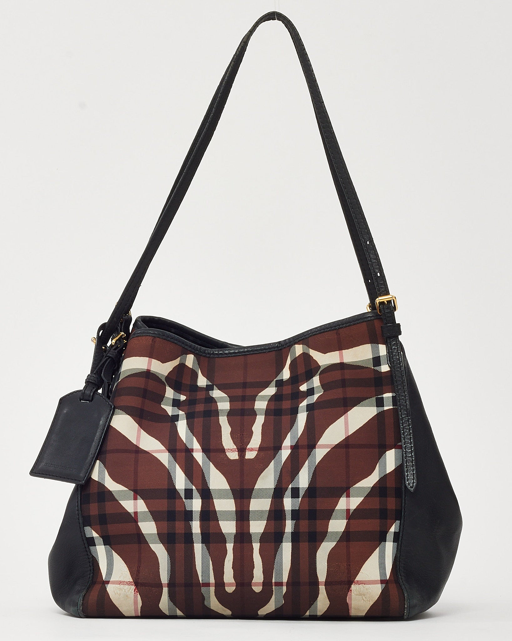 Buy Burberry Brown Check Nylon Medium Buckleigh Packable Tote Bag