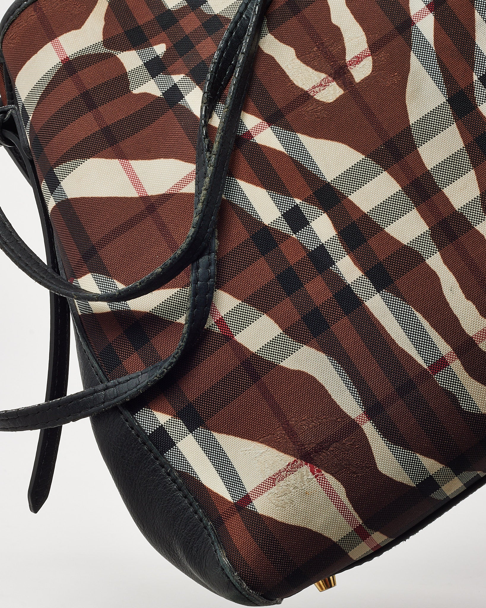 Buy Burberry Brown Check Nylon Medium Buckleigh Packable Tote Bag