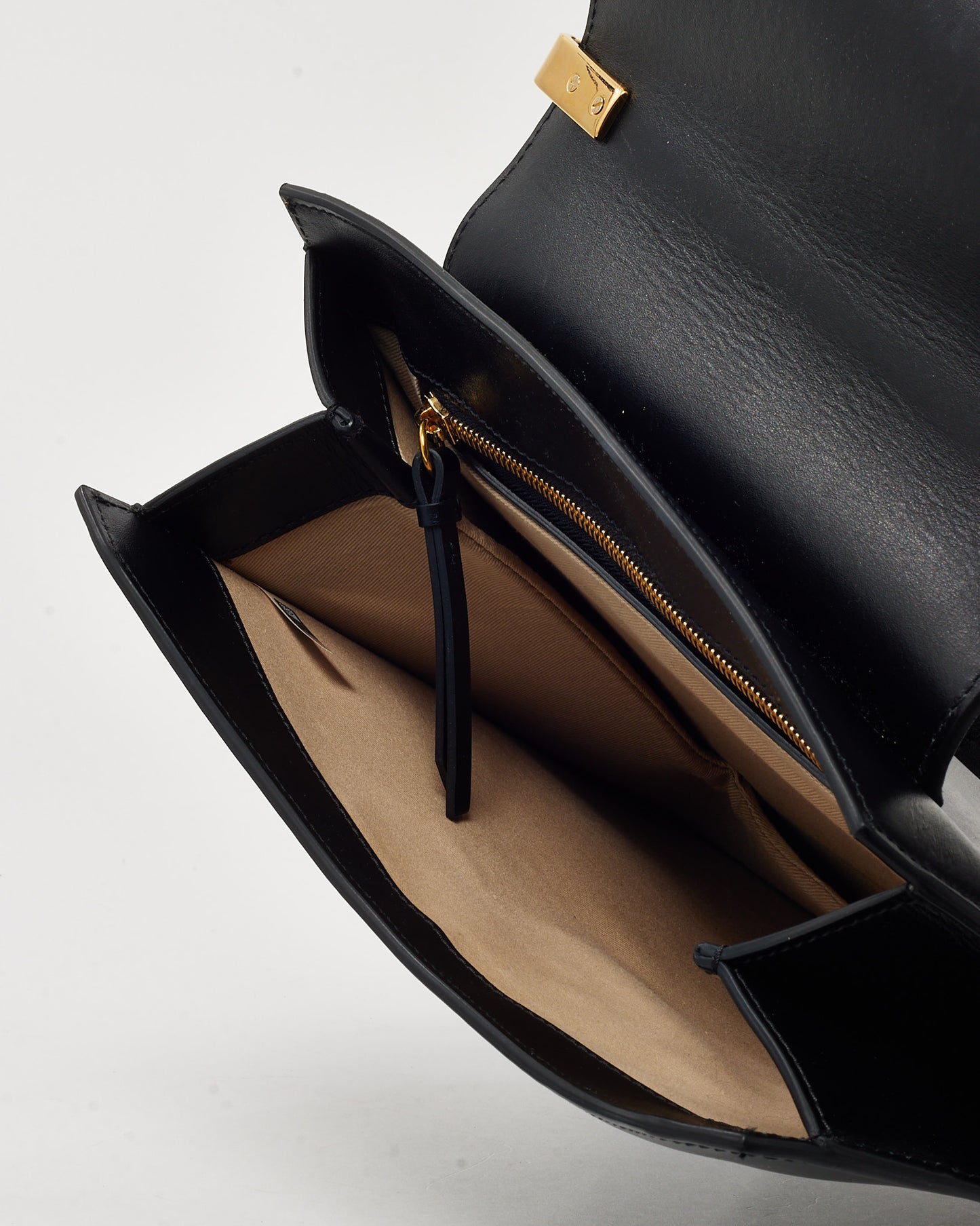 Chloé Black Leather and Suede Medium C Shoulder Bag