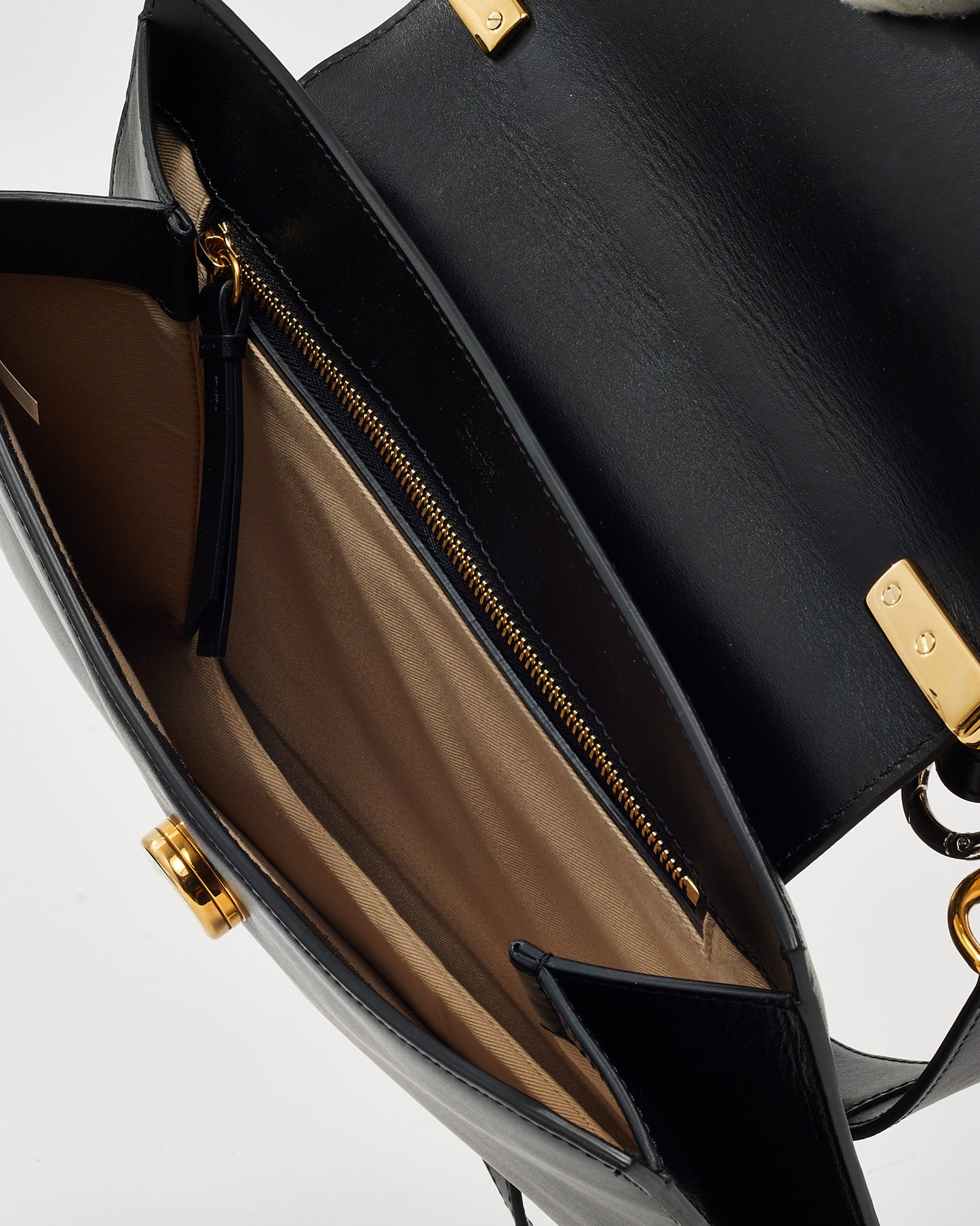 Chloé Black Leather and Suede Medium C Shoulder Bag