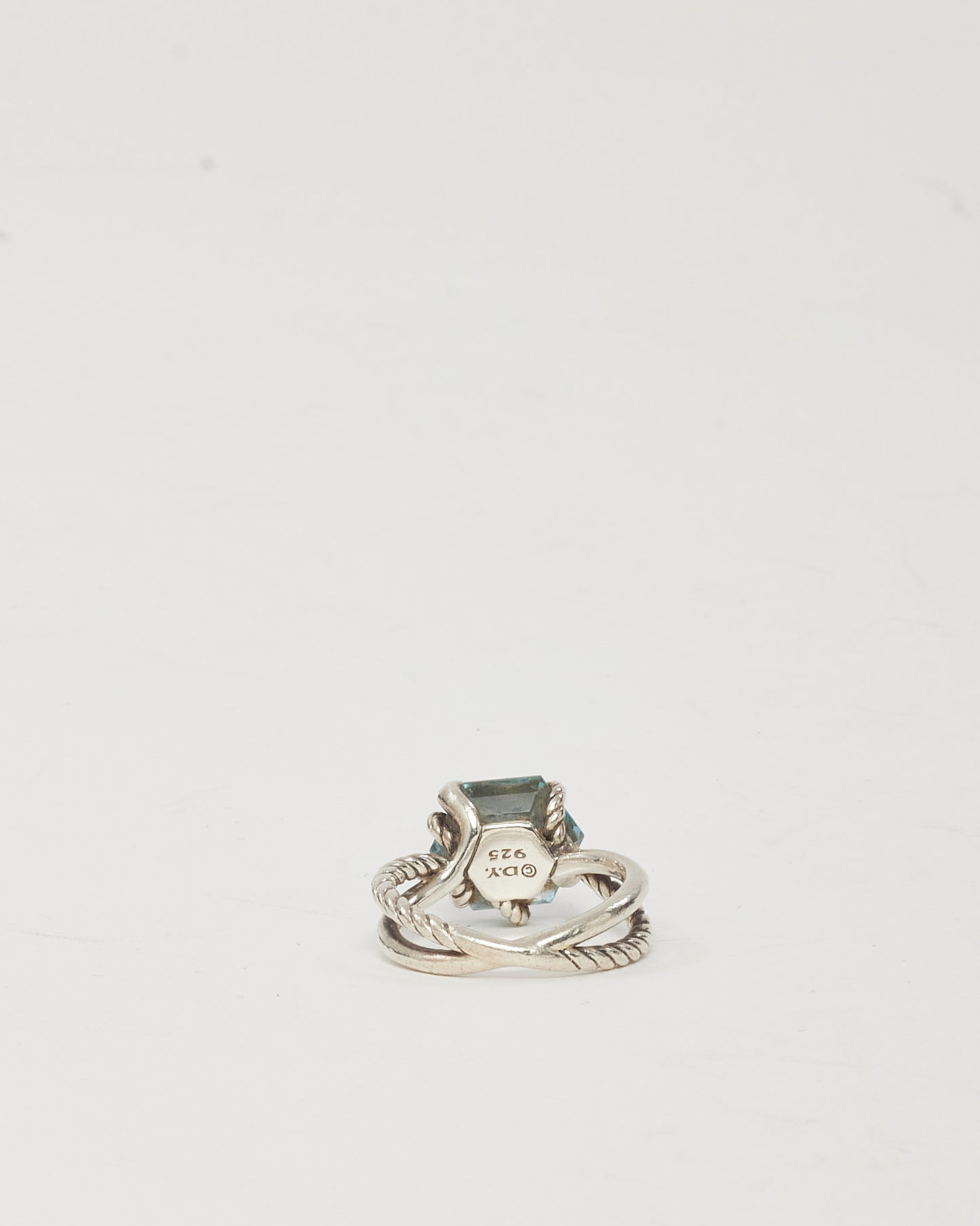 David Yurman Sterling Silver with Blue Topaz and Diamonds 11mm Ring - 5