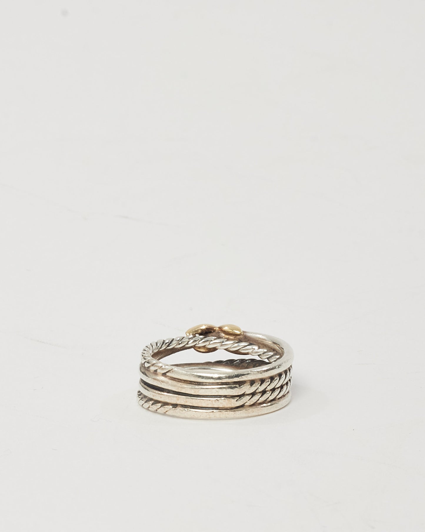 David Yurman Sterling Silver with 18K Yellow Gold 6mm X Crossover Band Ring - 5 3/4