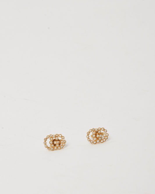 Gucci 18k Gold and Diamond Interlocking GG Stud Earrings