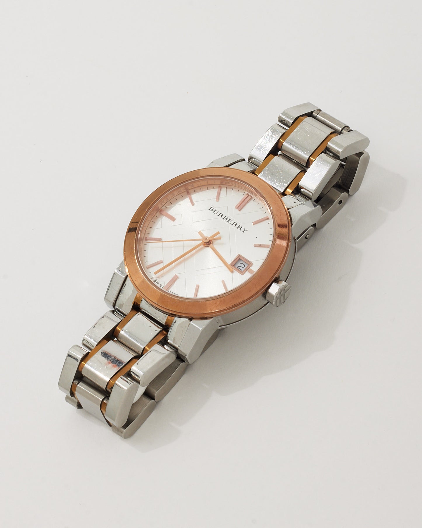 Burberry Silver Stainless and Rose Gold Two-Tone BU9105 34mm Watch