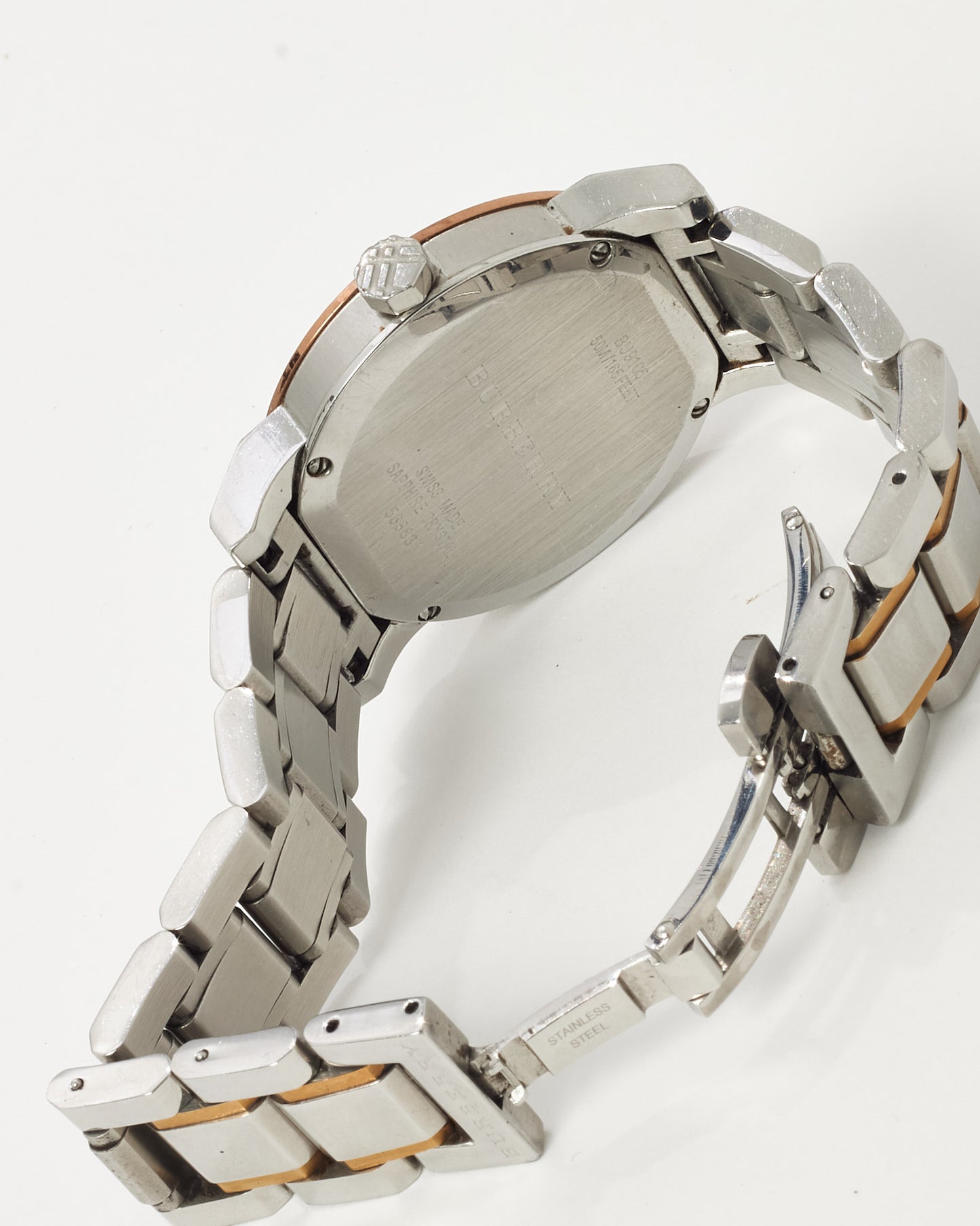 Burberry Silver Stainless and Rose Gold Two-Tone BU9105 34mm Watch