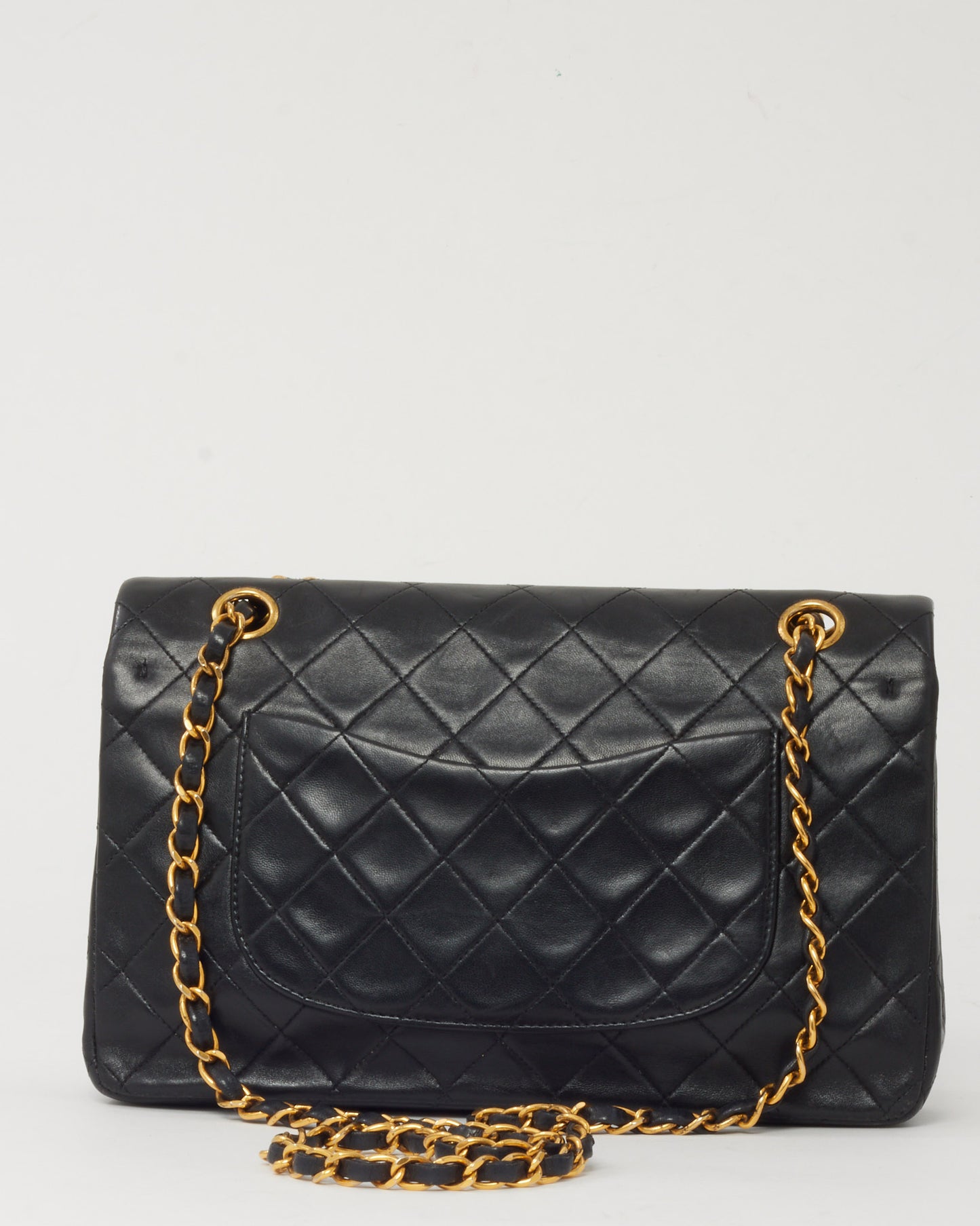 Chanel Vintage Medium Classic Double Flap Bag Black Quilted Leather 24k GHW