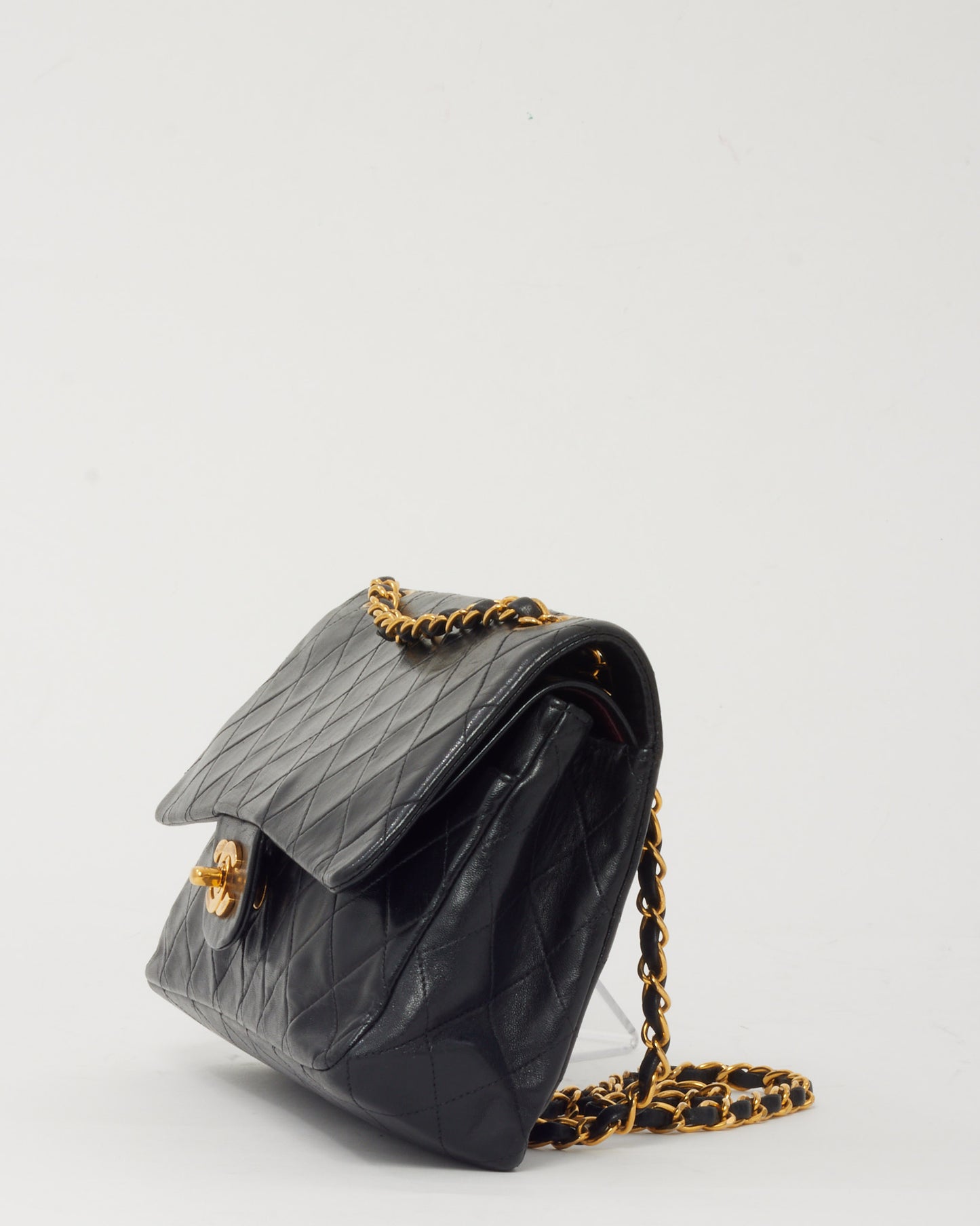 Chanel Vintage Medium Classic Double Flap Bag Black Quilted Leather 24k GHW