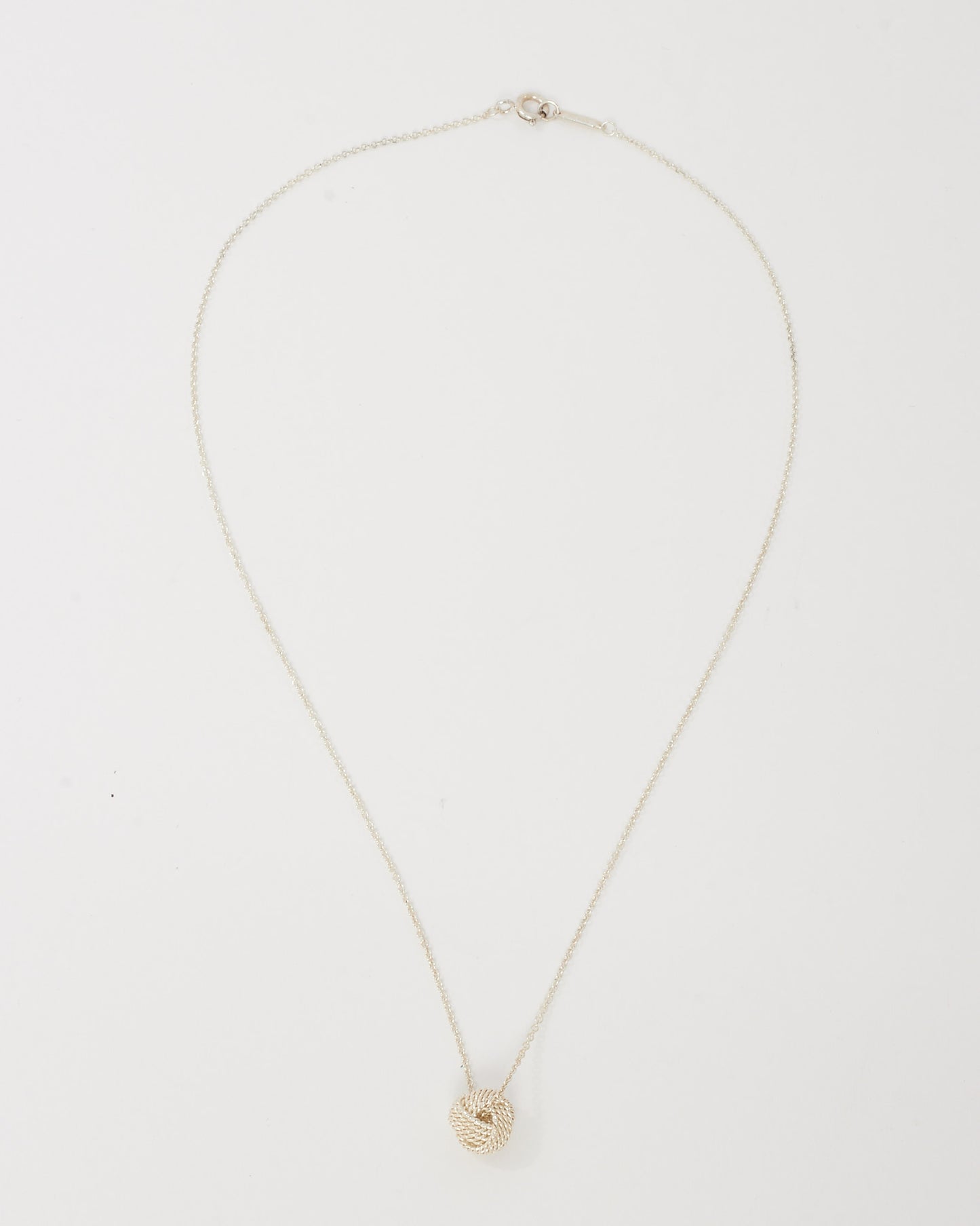Tiffany & Co. Silver Mesh Knot Ball Pendant Necklace