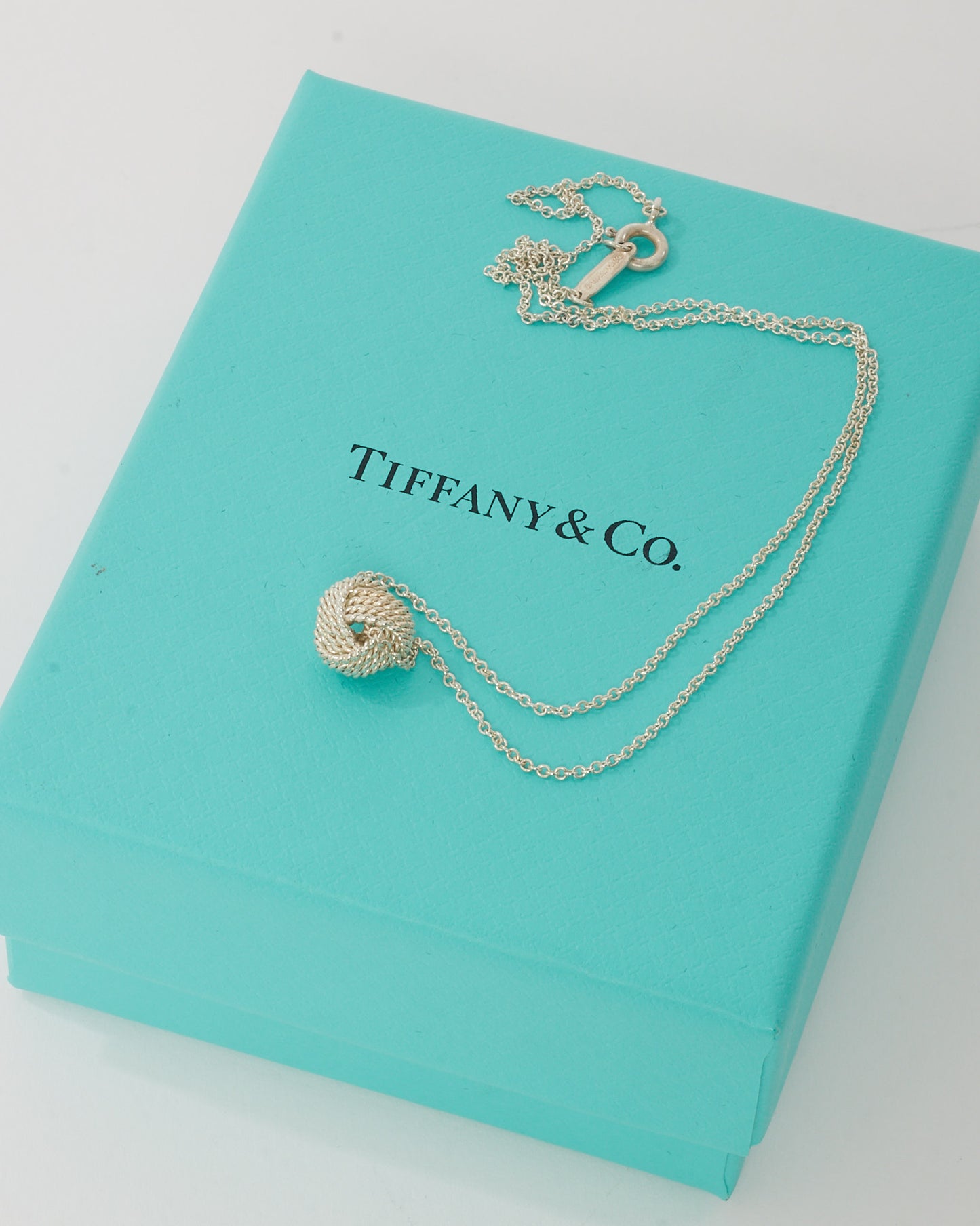 Tiffany & Co. Silver Mesh Knot Ball Pendant Necklace
