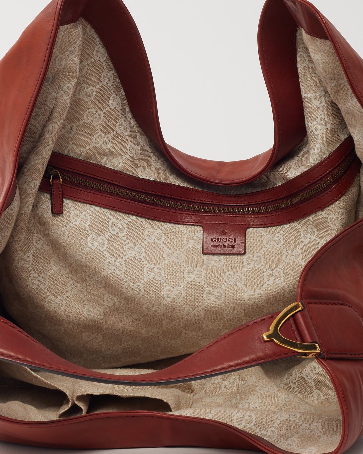 Gucci Rust Leather Large Stirrup Hobo Shoulder Bag