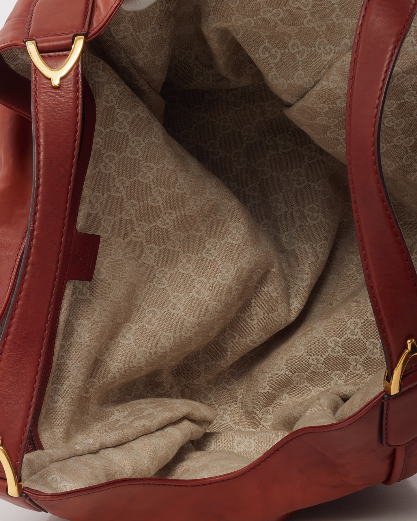 Gucci Rust Leather Large Stirrup Hobo Shoulder Bag