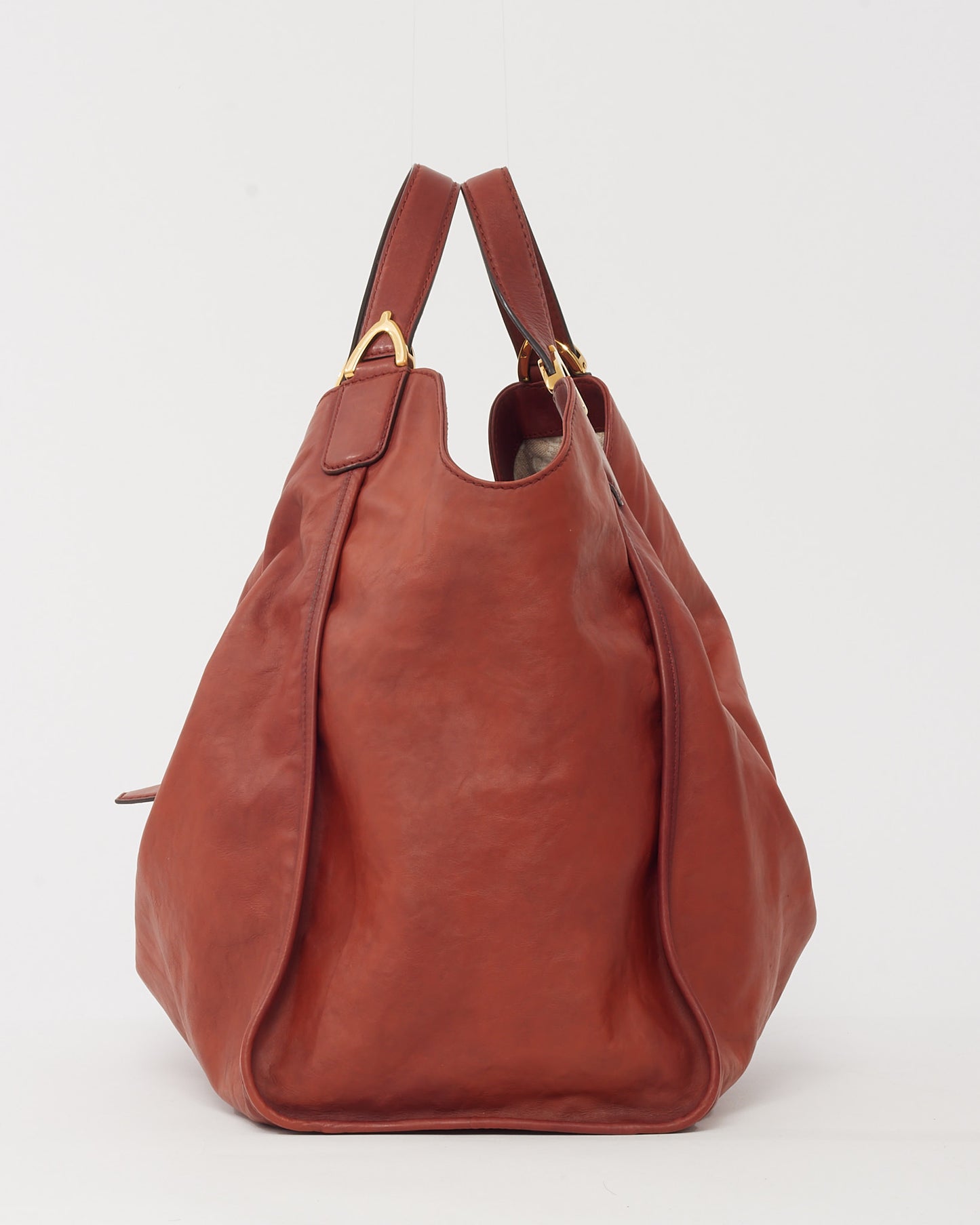 Gucci Rust Leather Large Stirrup Hobo Shoulder Bag