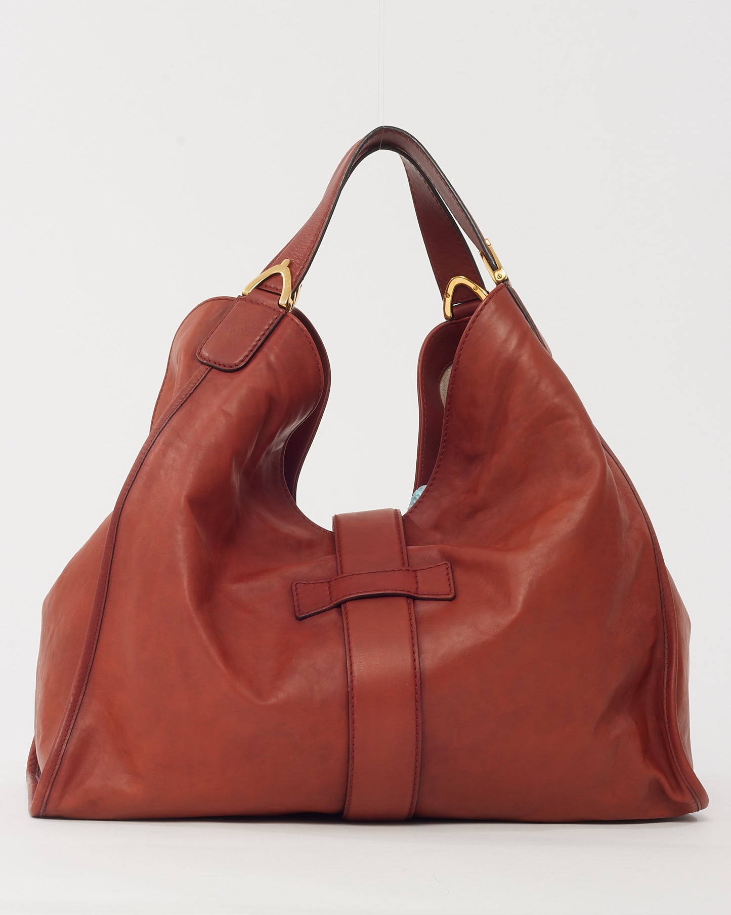 Gucci Rust Leather Large Stirrup Hobo Shoulder Bag