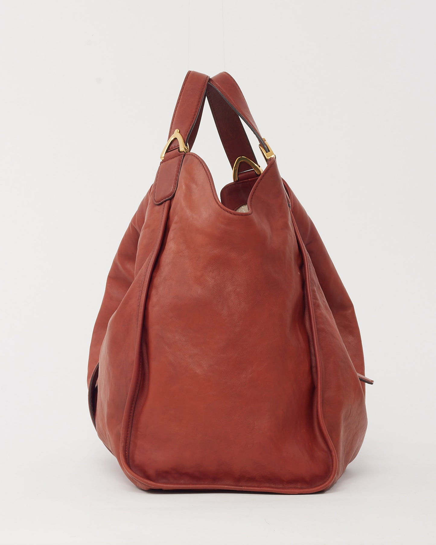Gucci Rust Leather Large Stirrup Hobo Shoulder Bag