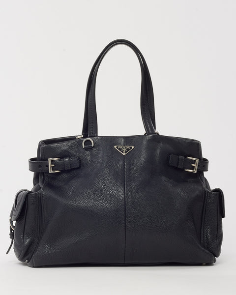 Buy Prada Black Vitello Daino Leather Buckle Shoulder Bag BR2703