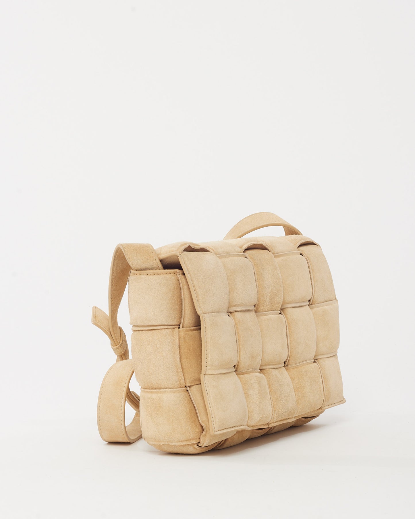 Bottega Veneta Beige Suede Padded Casette Crossbody Bag GHW