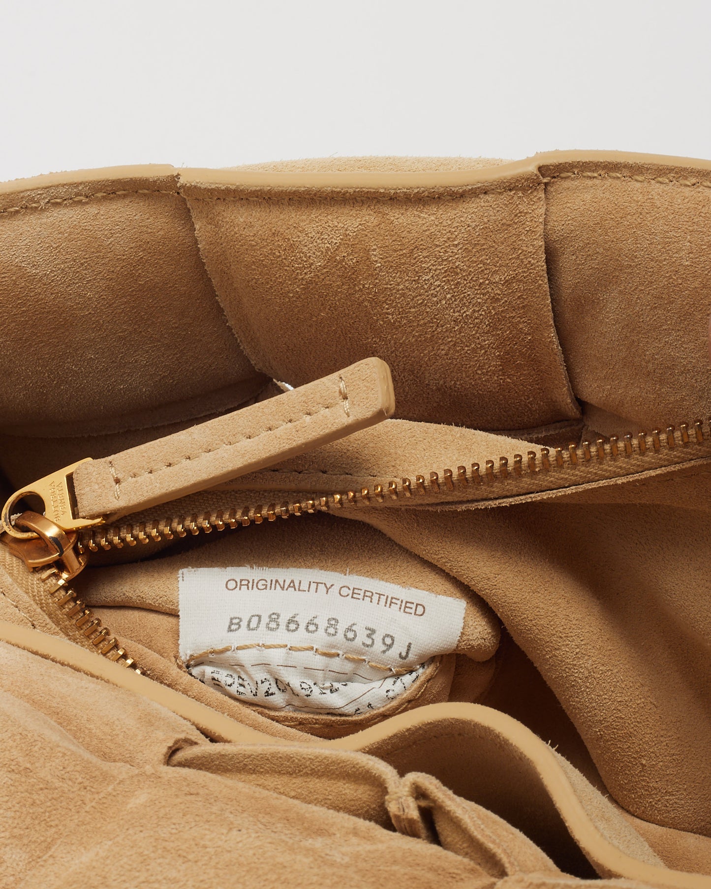 Bottega Veneta Beige Suede Padded Casette Crossbody Bag GHW