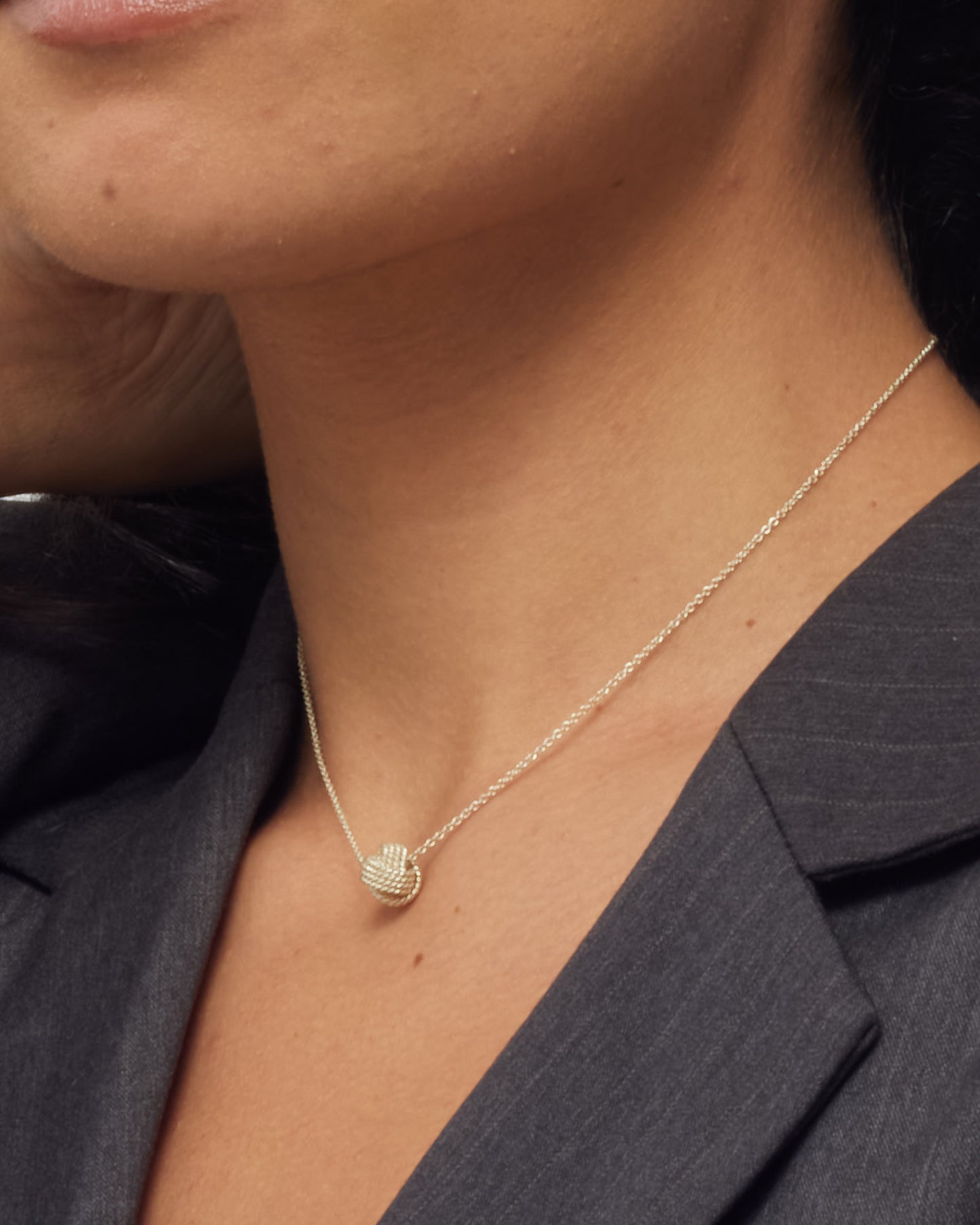 Tiffany & Co. Silver Mesh Knot Ball Pendant Necklace