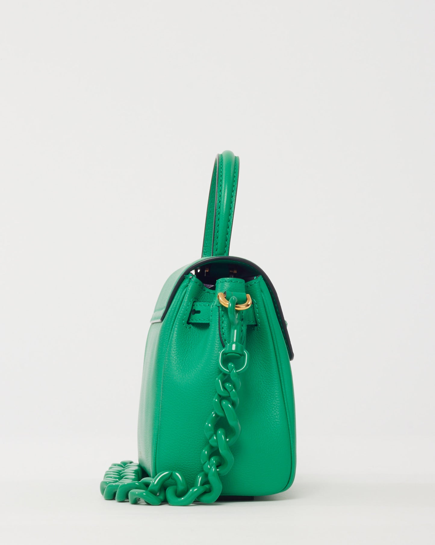 Versace Green Leather Small La Medusa Tonal Top Handle Bag with Strap