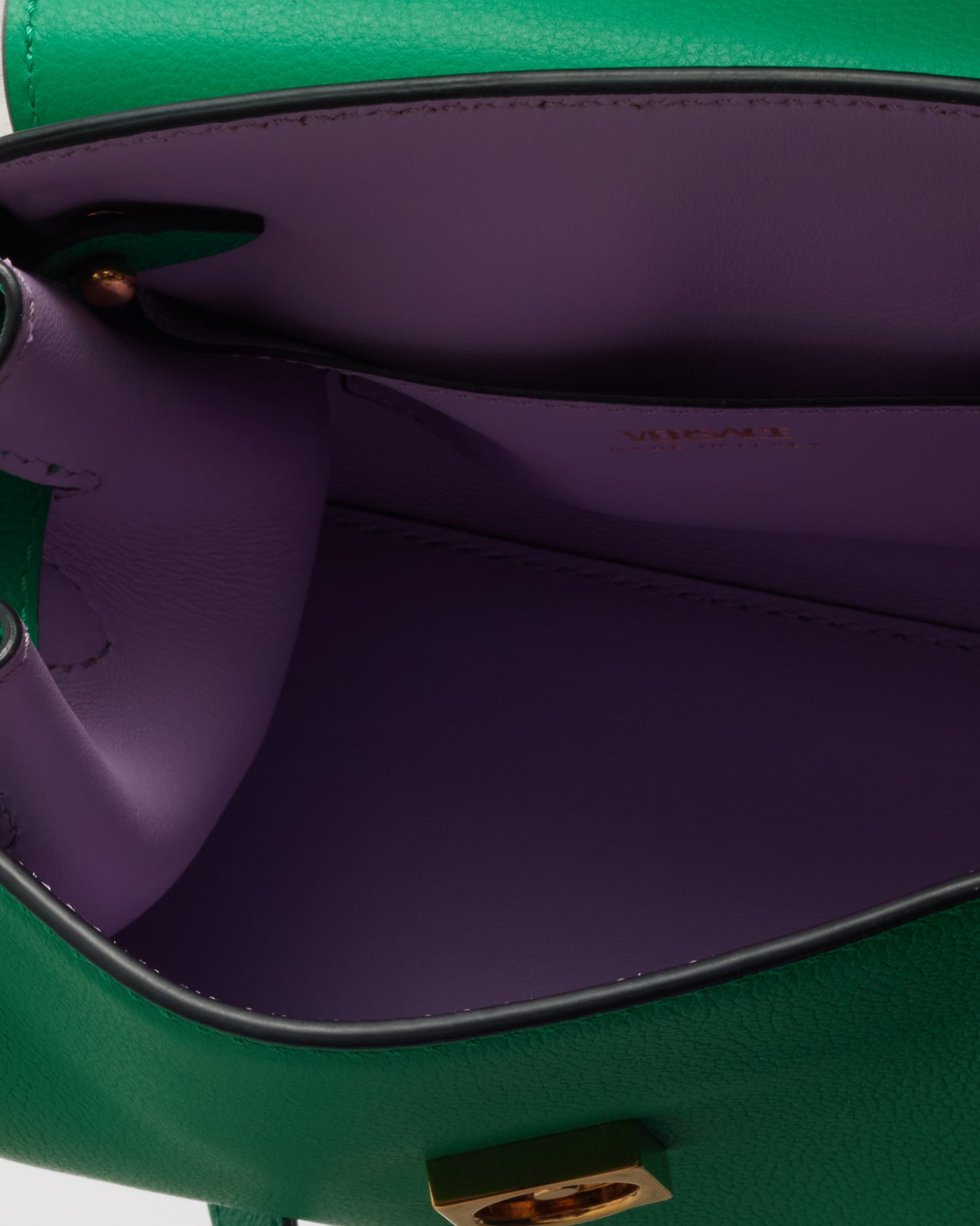 Versace Green Leather Small La Medusa Tonal Top Handle Bag with Strap