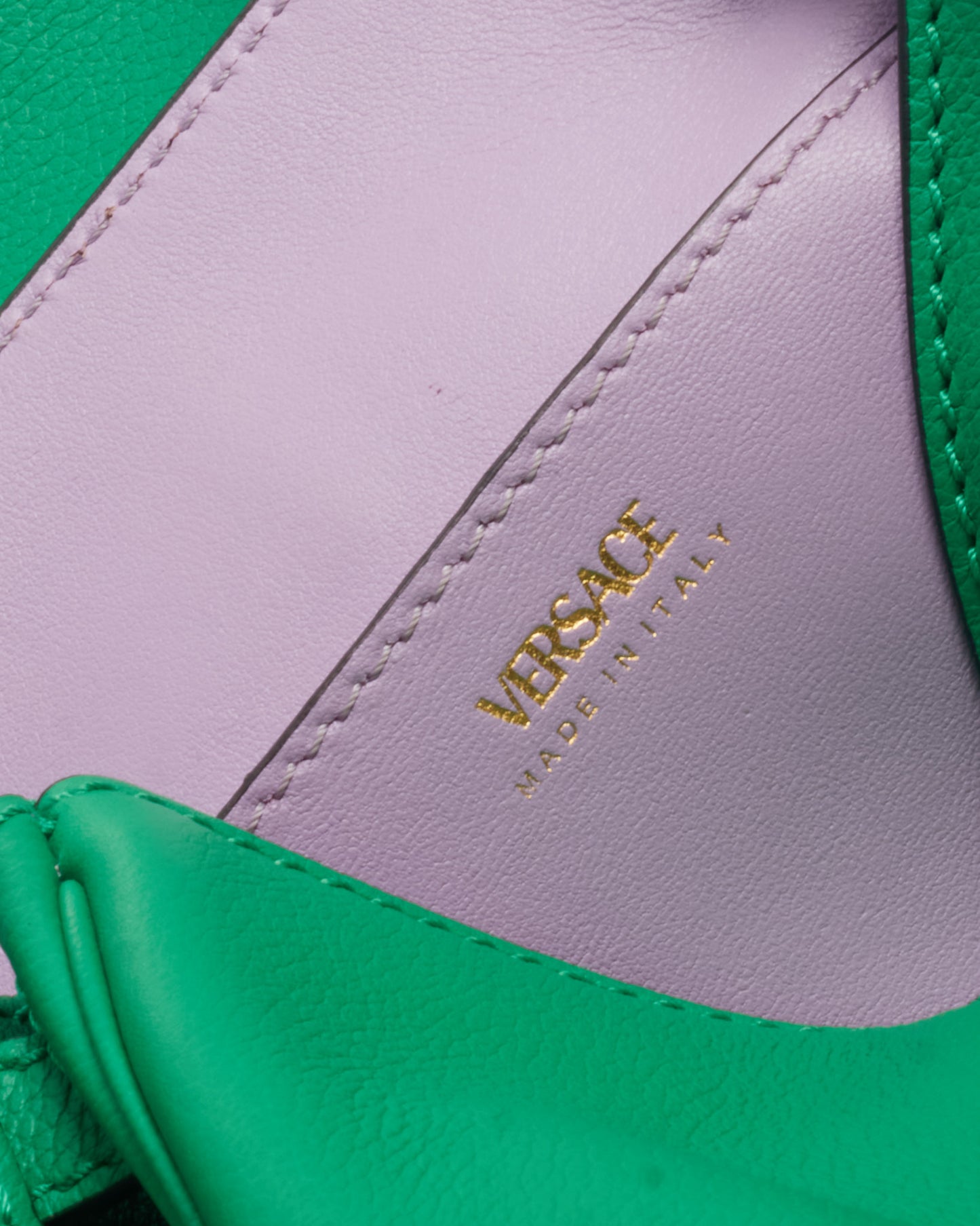 Versace Green Leather Small La Medusa Tonal Top Handle Bag with Strap