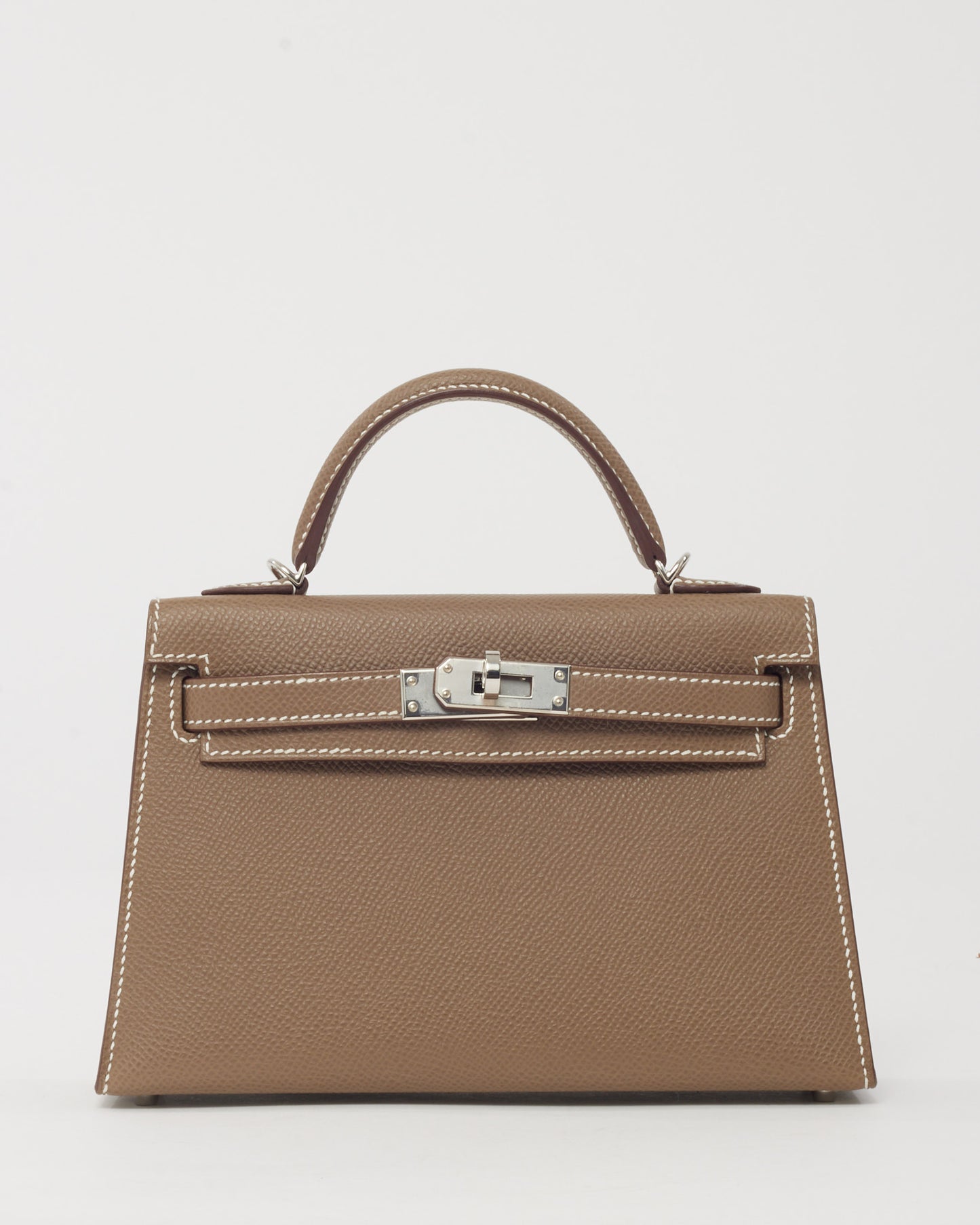 Hermès Etoupe Epsom Leather Sellier Mini Kelly 20 PHW