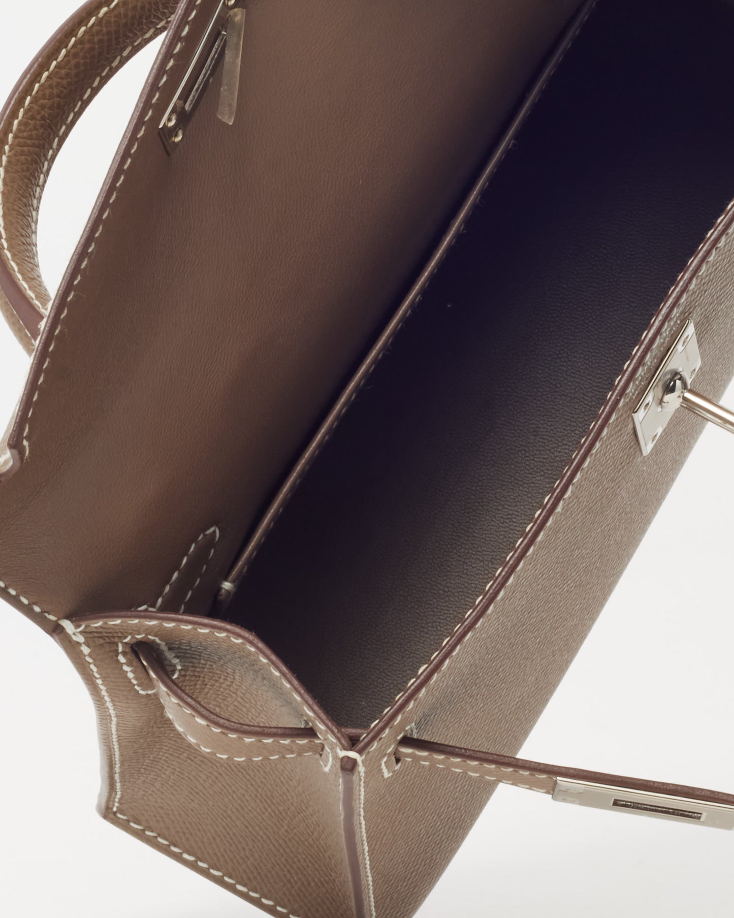Hermès Etoupe Epsom Leather Sellier Mini Kelly 20 PHW