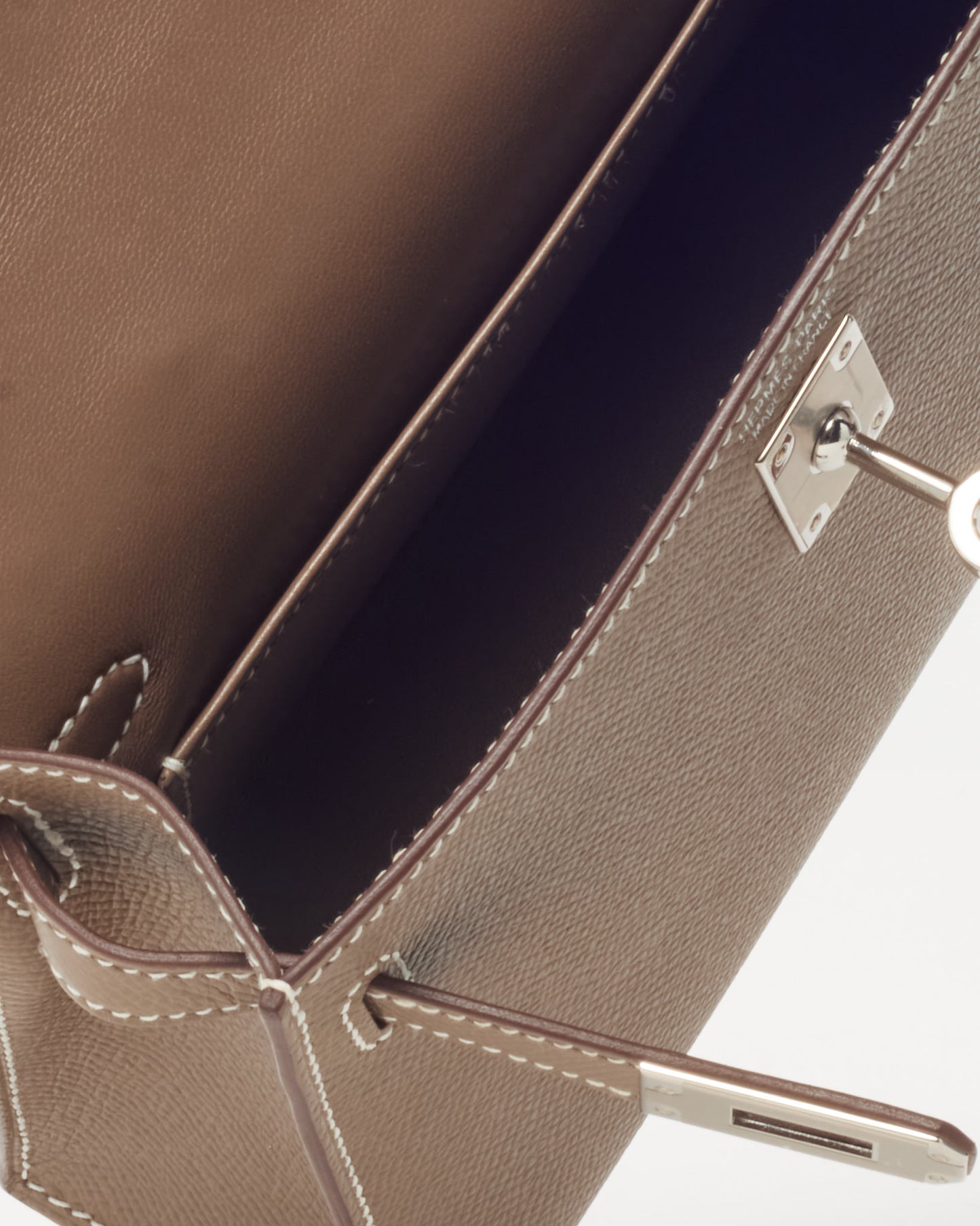 Hermès Etoupe Epsom Leather Sellier Mini Kelly 20 PHW