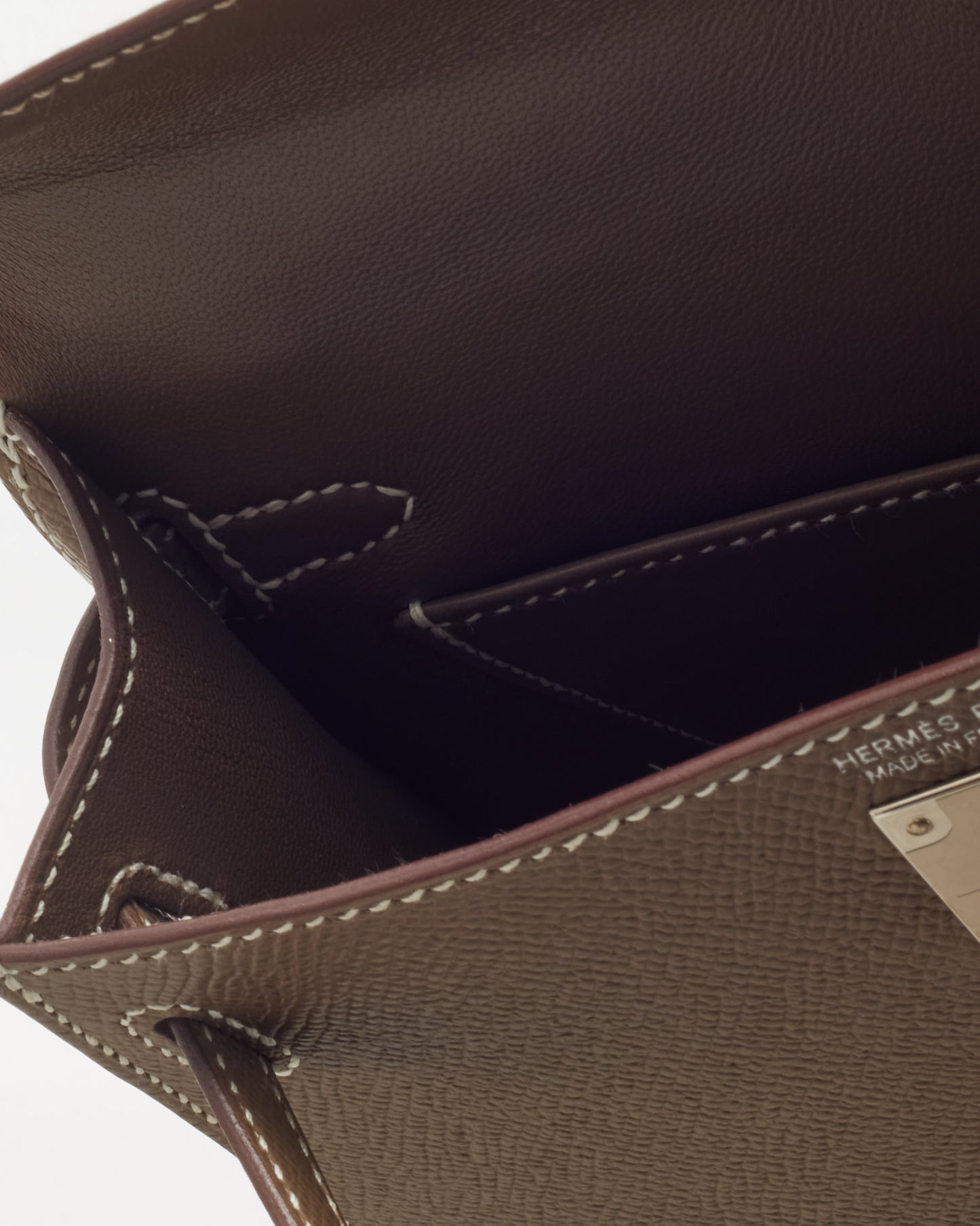 Hermès Etoupe Epsom Leather Sellier Mini Kelly 20 PHW