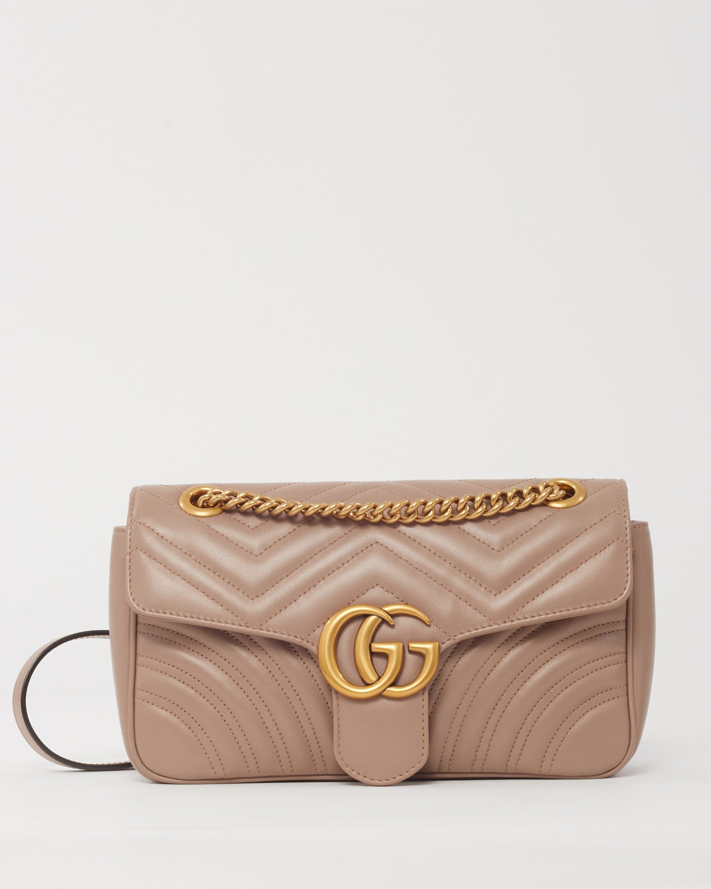 Gucci Dusty Rose Matelassé Leather Medium GG Marmont Shoulder Bag