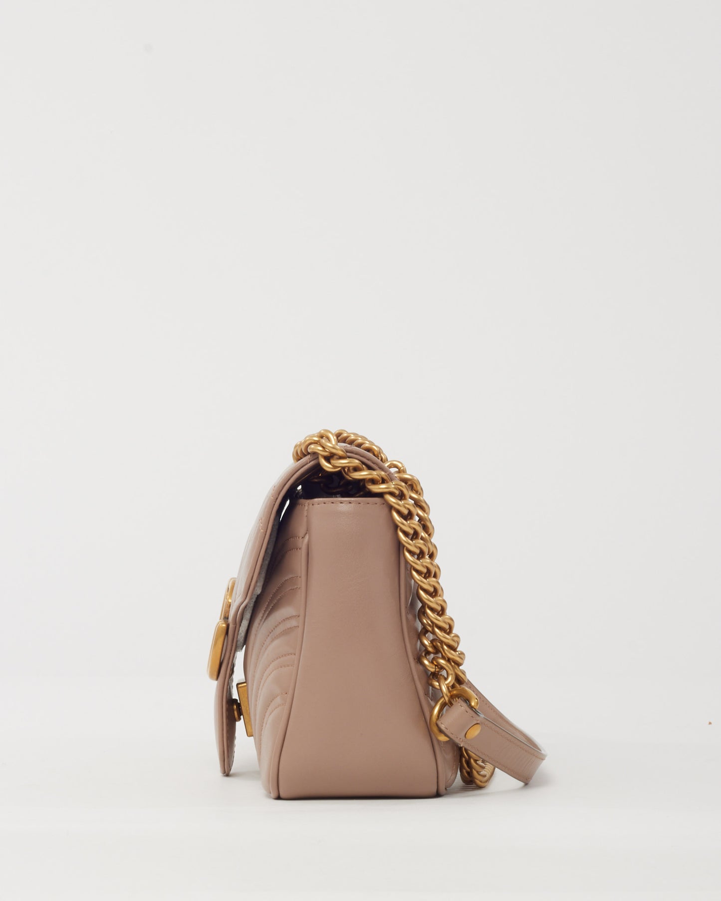 Gucci Dusty Rose Matelassé Leather Medium GG Marmont Shoulder Bag