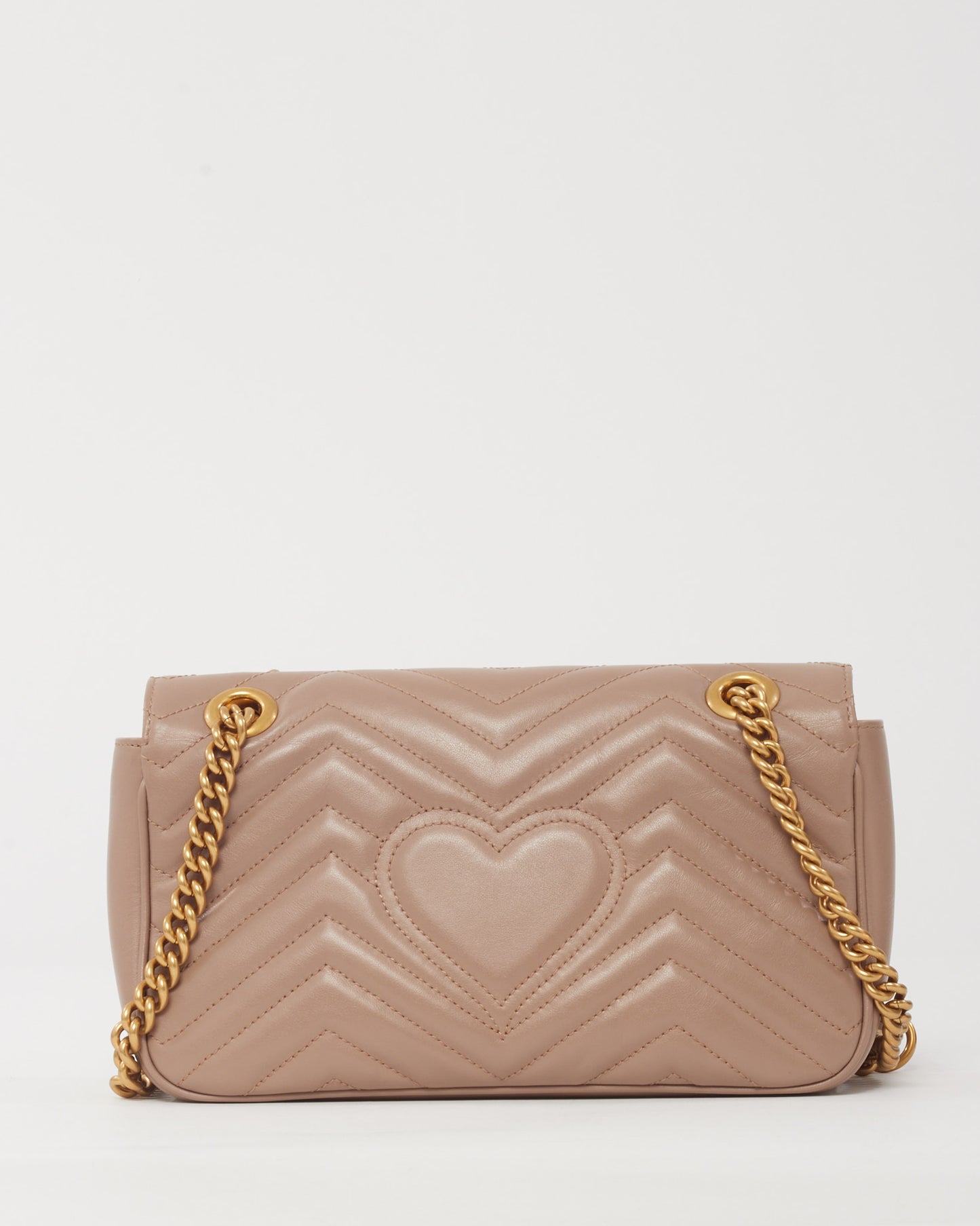 Gucci Dusty Rose Matelassé Leather Medium GG Marmont Shoulder Bag