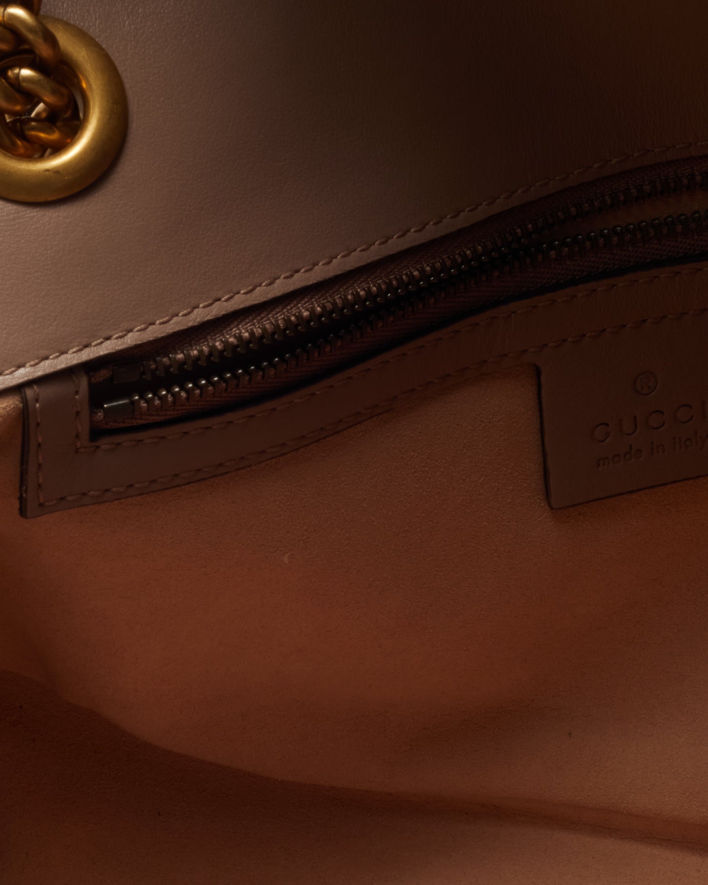 Gucci Dusty Rose Matelassé Leather Medium GG Marmont Shoulder Bag