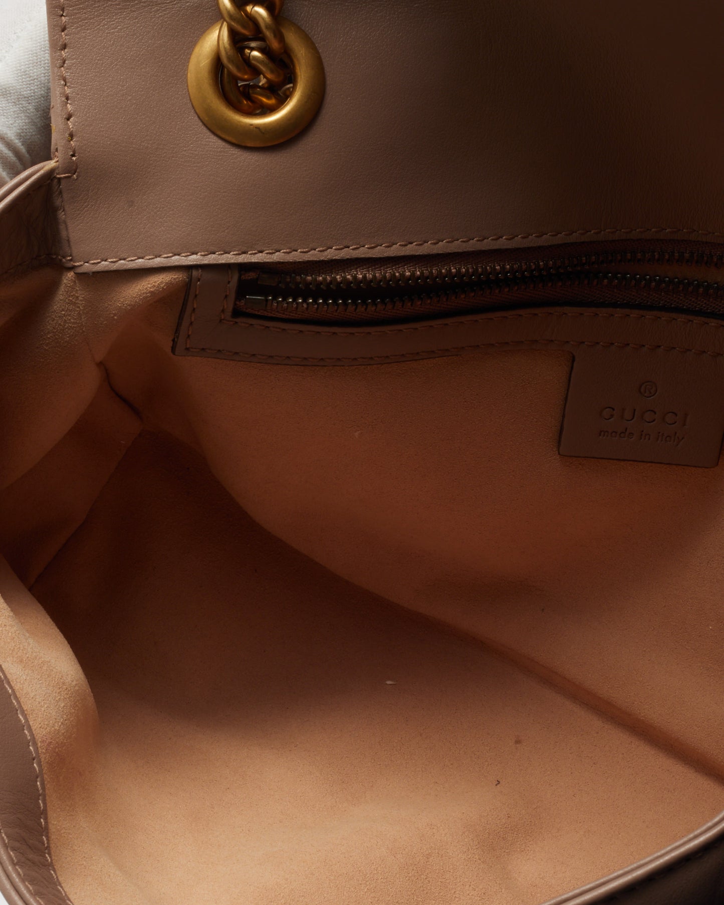 Gucci Dusty Rose Matelassé Leather Medium GG Marmont Shoulder Bag