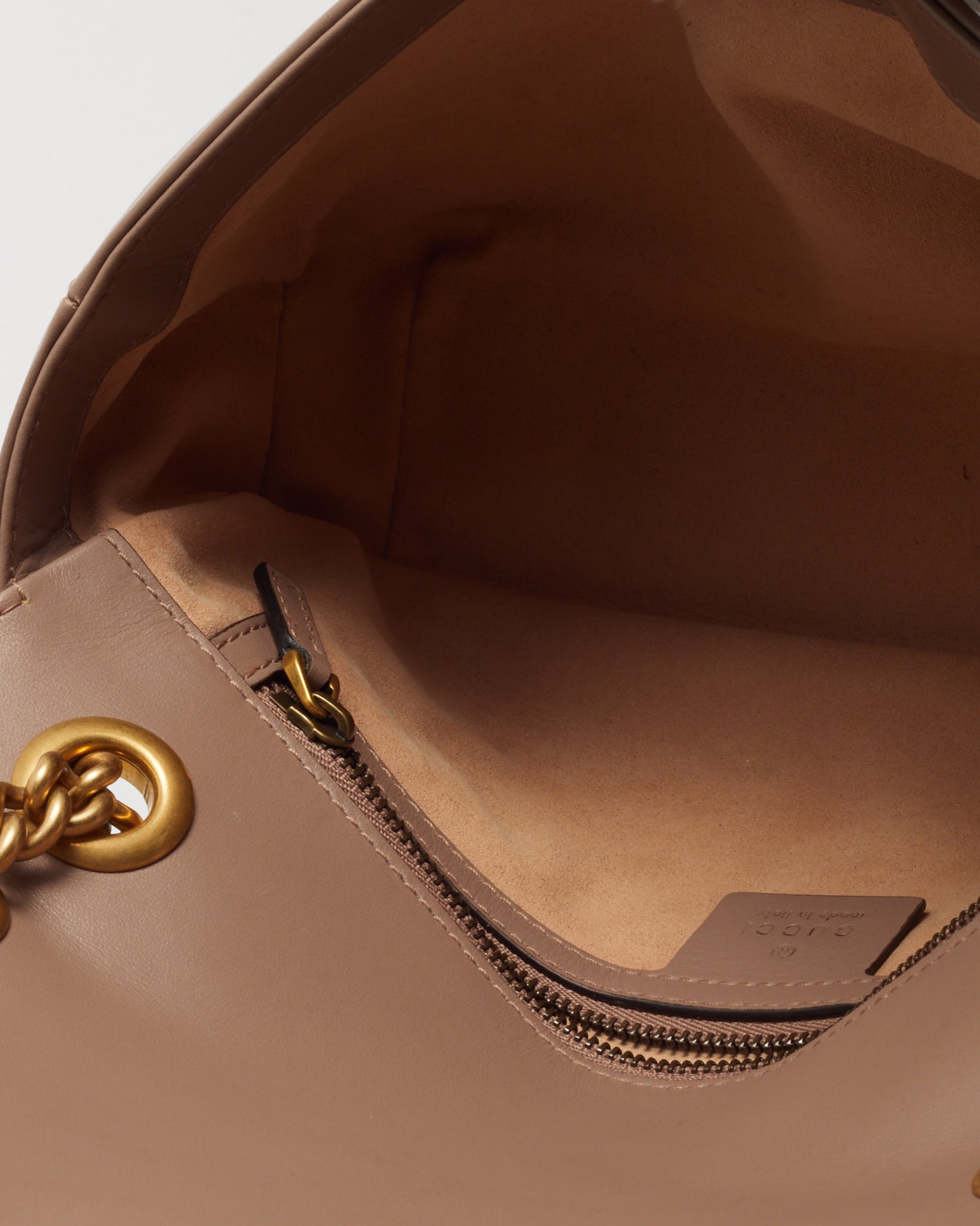 Gucci Dusty Rose Matelassé Leather Medium GG Marmont Shoulder Bag