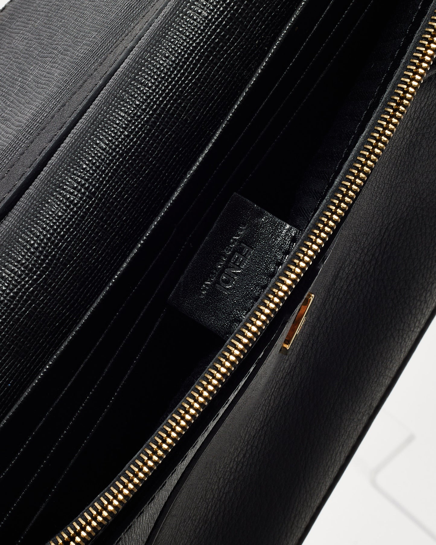 Fendi Black Vitello Elite Leather 2Jours Envelope Wristlet Clutch