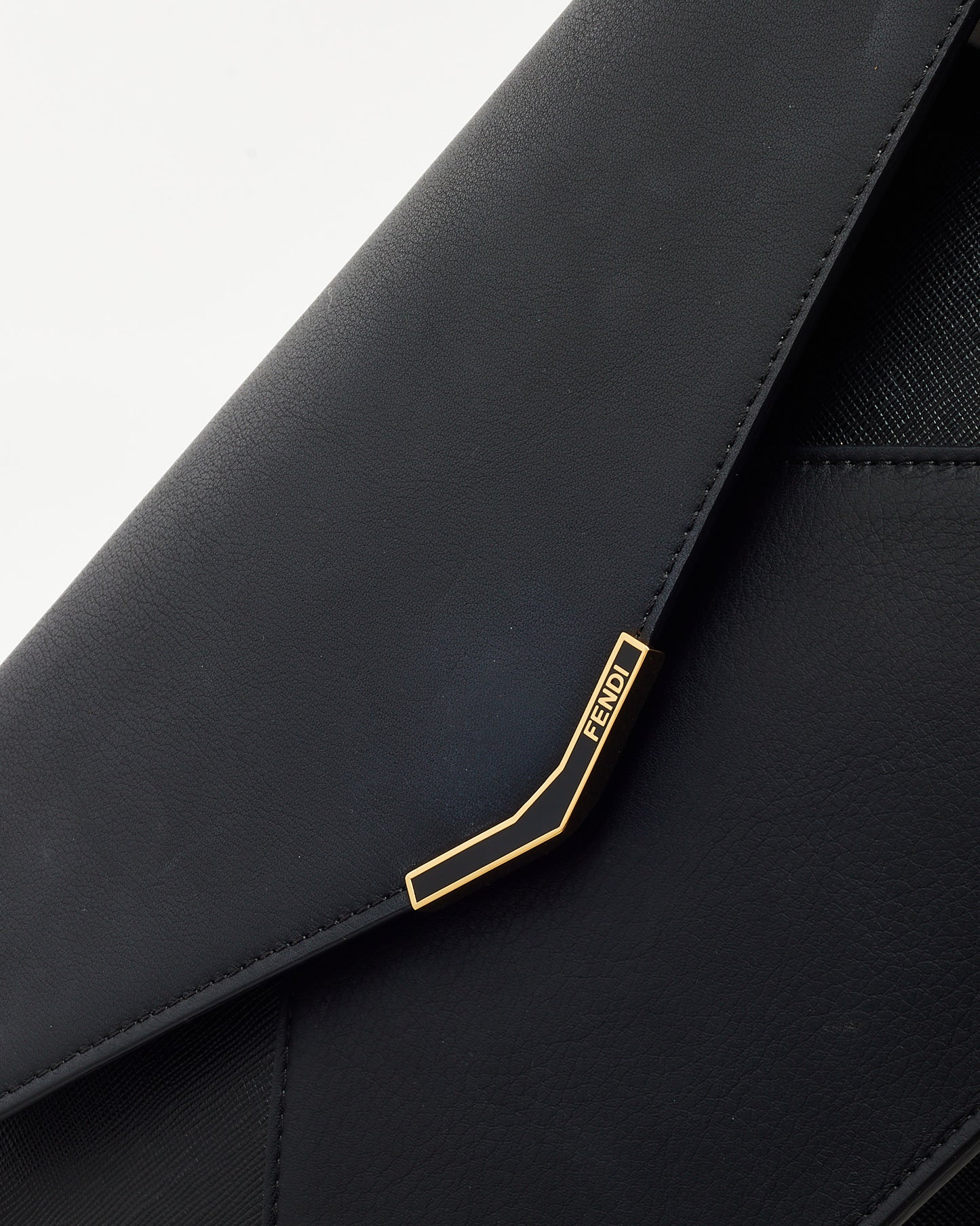Fendi Black Vitello Elite Leather 2Jours Envelope Wristlet Clutch